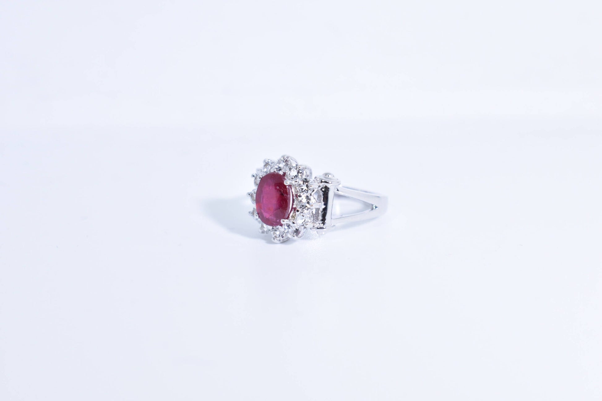 Vintage Pink Ruby 925 Sterling Silver Ring
