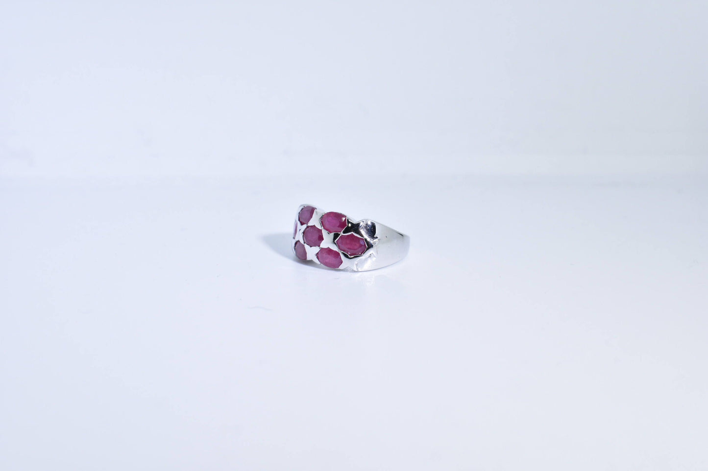 Vintage Handmade Pink Ruby Setting Sterling Silver Gothic Ring