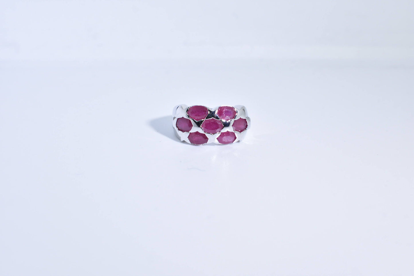 Vintage Handmade Pink Ruby Setting Sterling Silver Gothic Ring