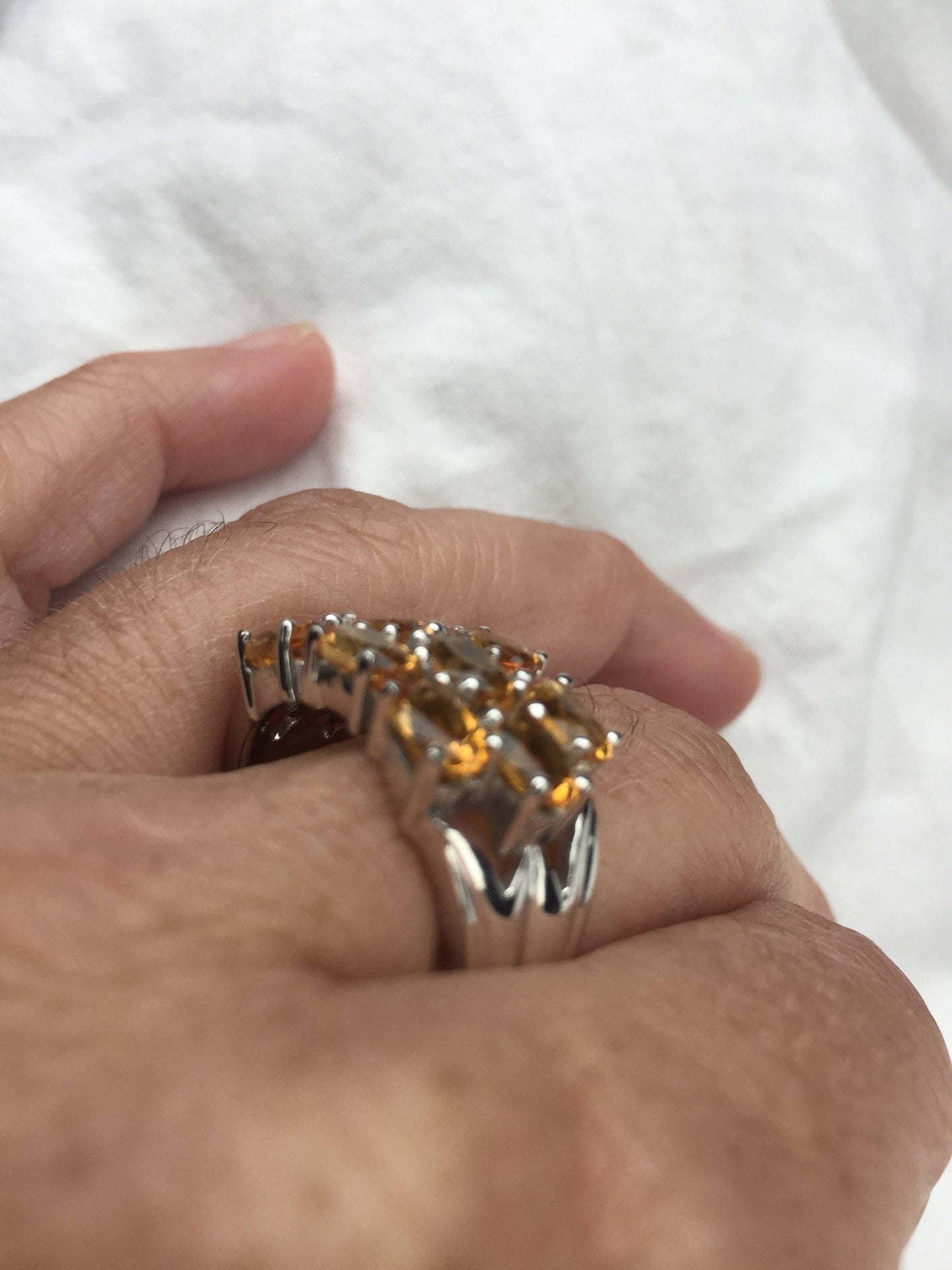 Vintage Gothic Golden Citrine Golden 925 Sterling Silver Ring