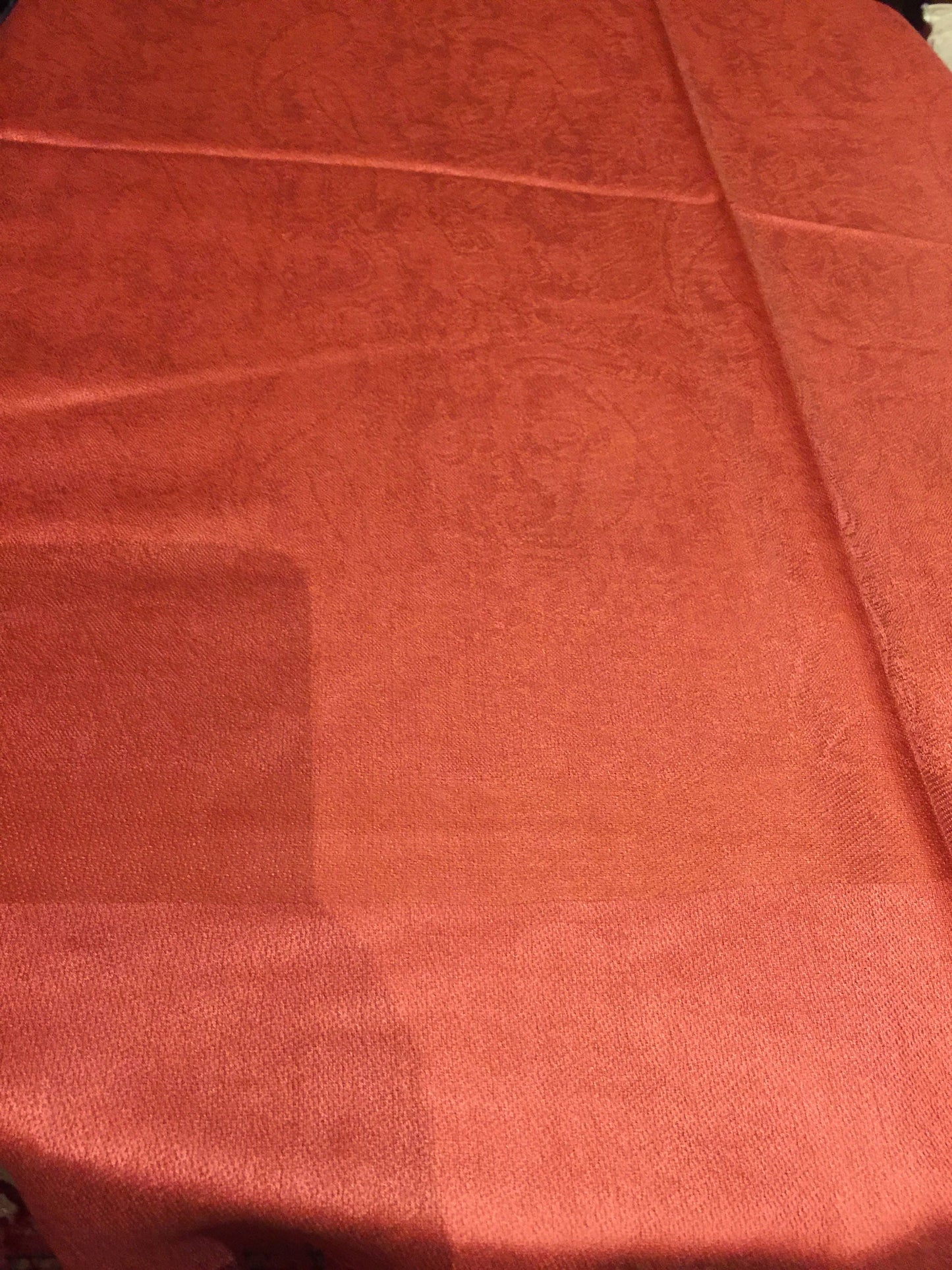 Vintage Rust Red Brocade Paisley Pashmina Scarf Wrap