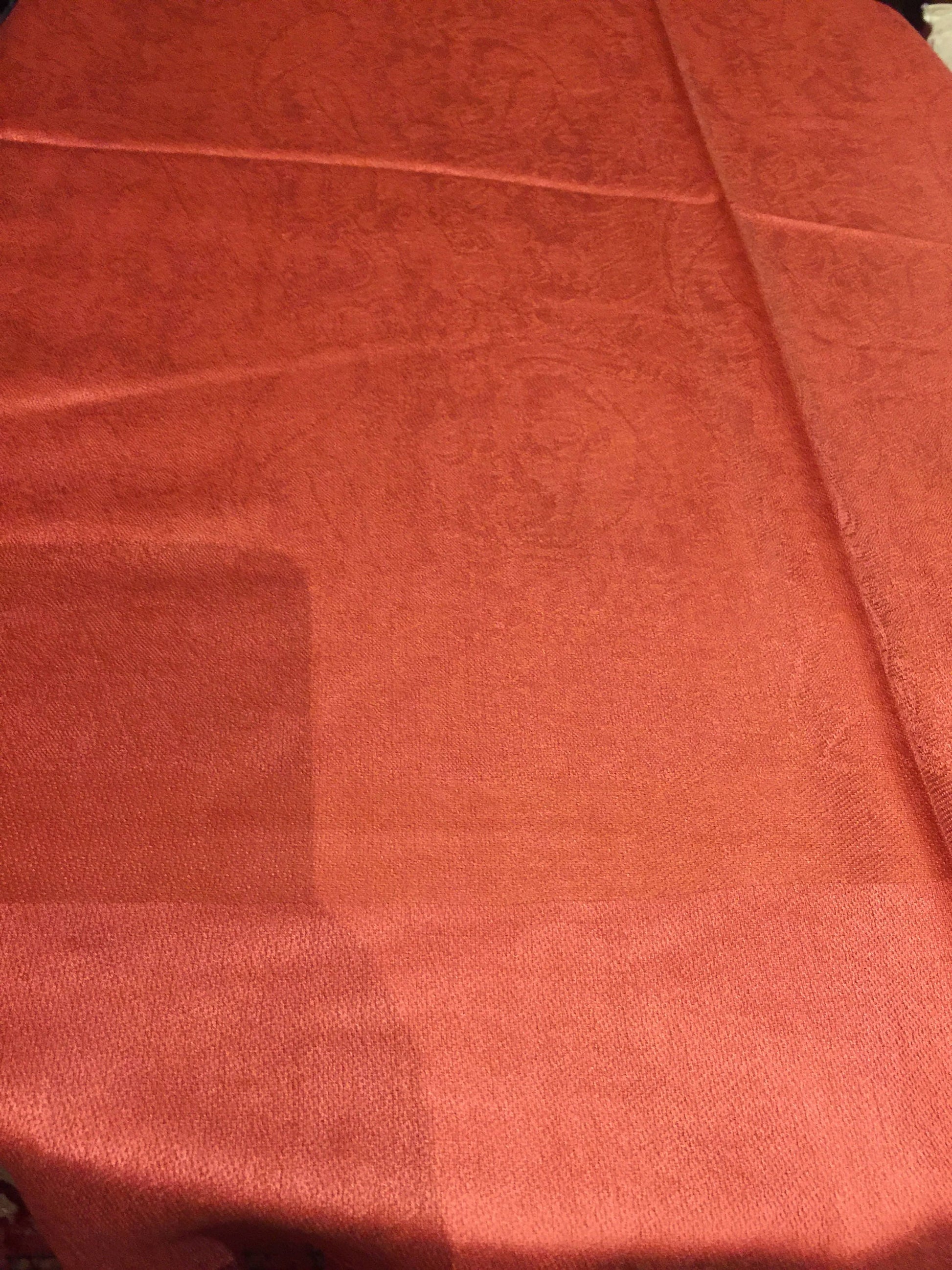 Vintage Rust Red Brocade Paisley Pashmina Scarf Wrap