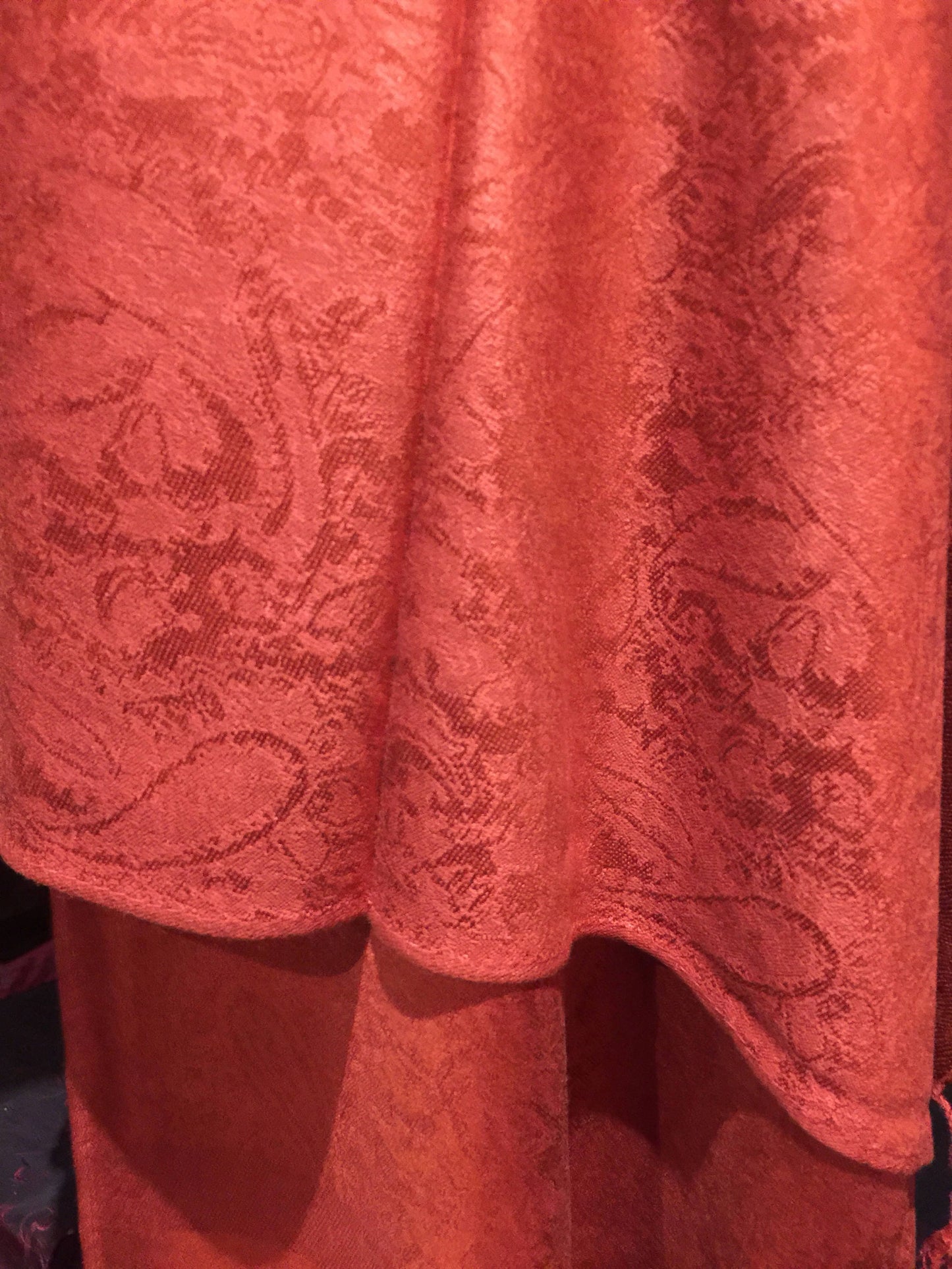 Vintage Rust Red Brocade Paisley Pashmina Scarf Wrap