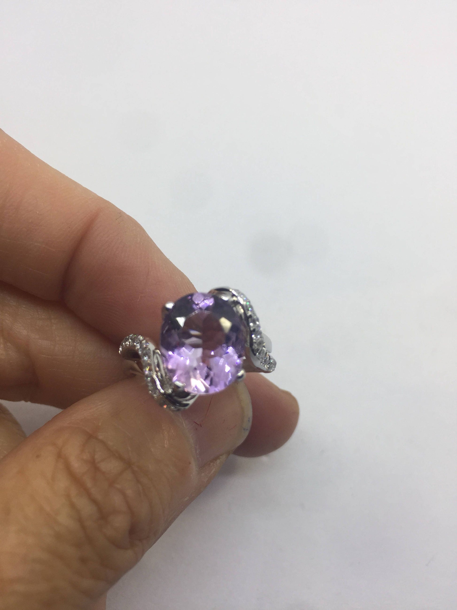 Vintage Handmade Genuine Purple Amethyst Filigree Setting 925 Sterling Silver Gothic can be resized