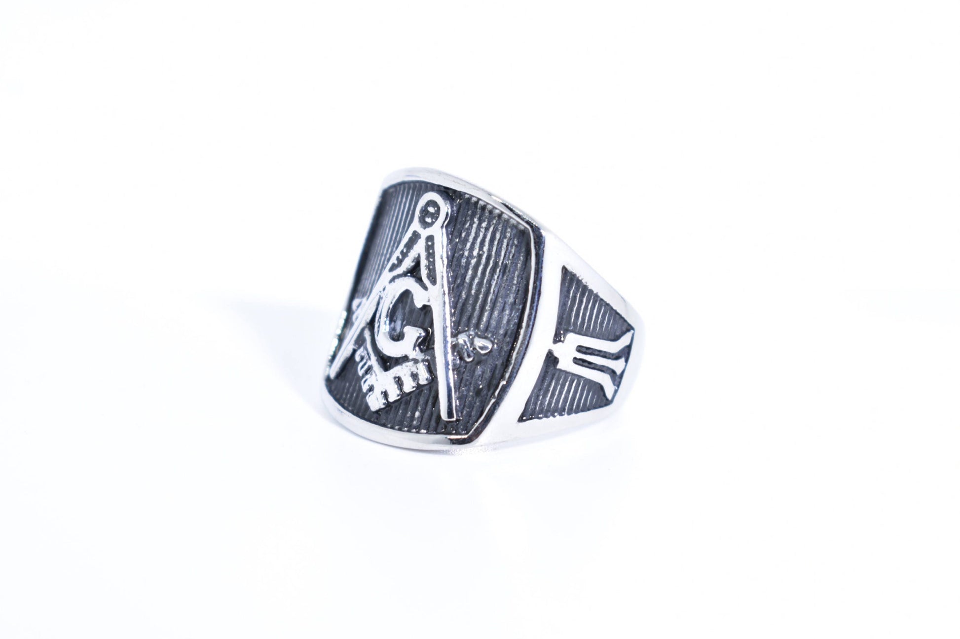 Vintage Gothic Stainless Steel Free Mason G Mens Ring