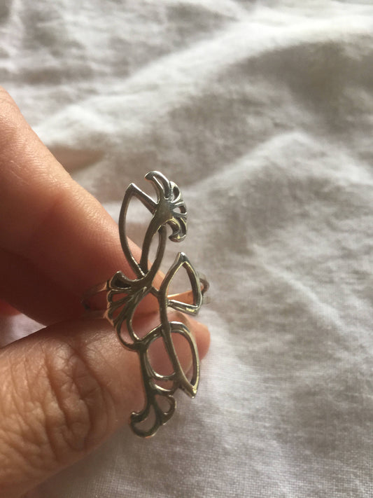 Vintage 925 Sterlin Silver Flower Spoon Ring