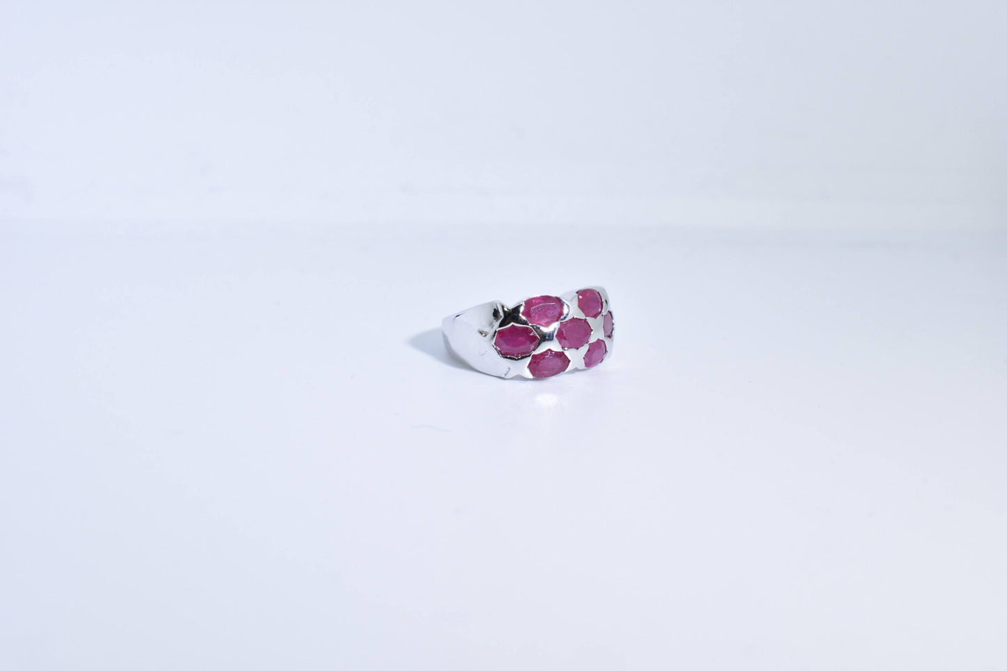 Vintage Handmade Pink Ruby Setting Sterling Silver Gothic Ring