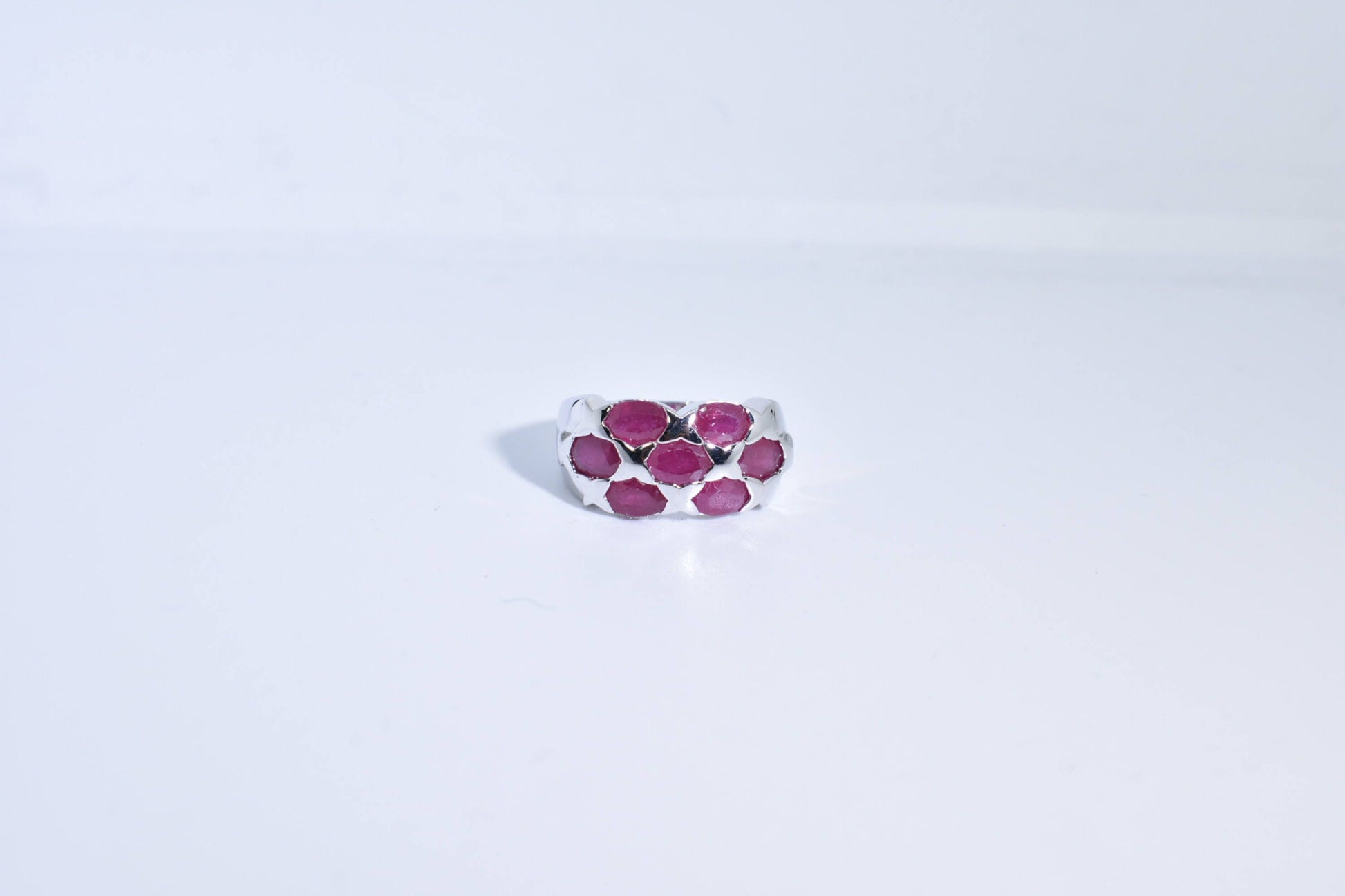 Vintage Handmade Pink Ruby Setting Sterling Silver Gothic Ring