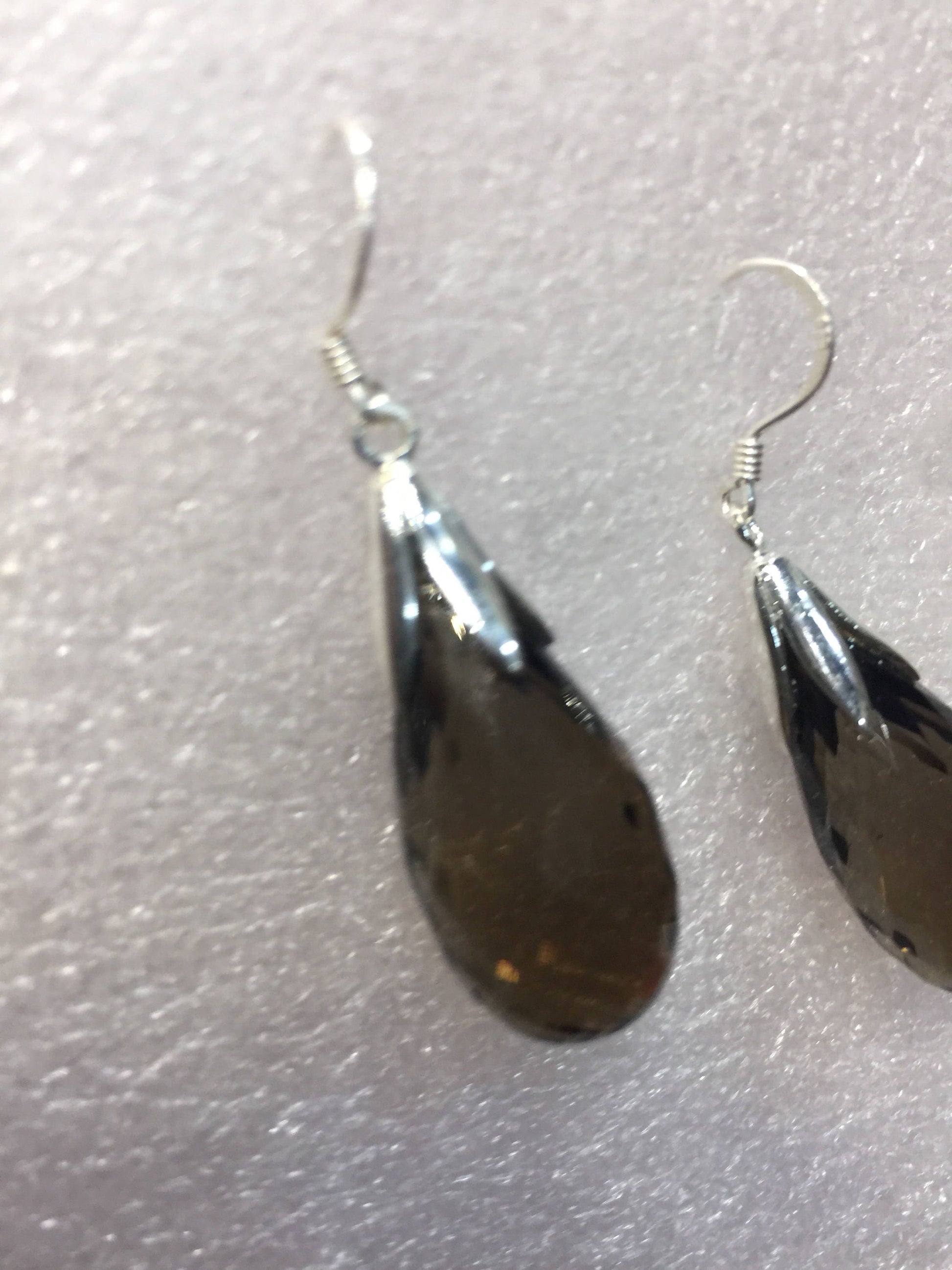 Vintage Brown Smoky Topaz 925 Sterling Silver drop Chandelier Earrings