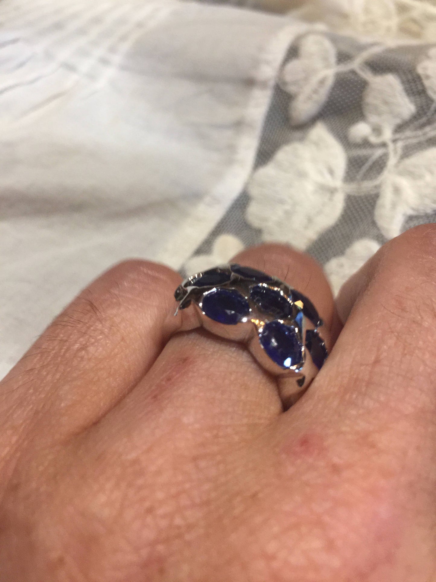 Vintage Handmade Deep Blue Sapphire Setting 925 Sterling Silver Gothic Ring