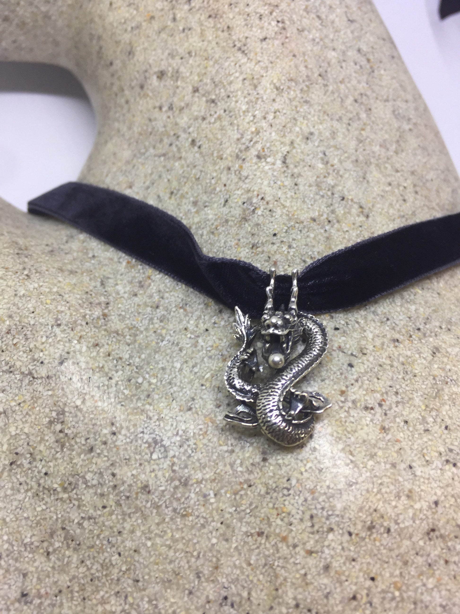 Vintage Handmade Sterling Silver 925 Dragon Necklace