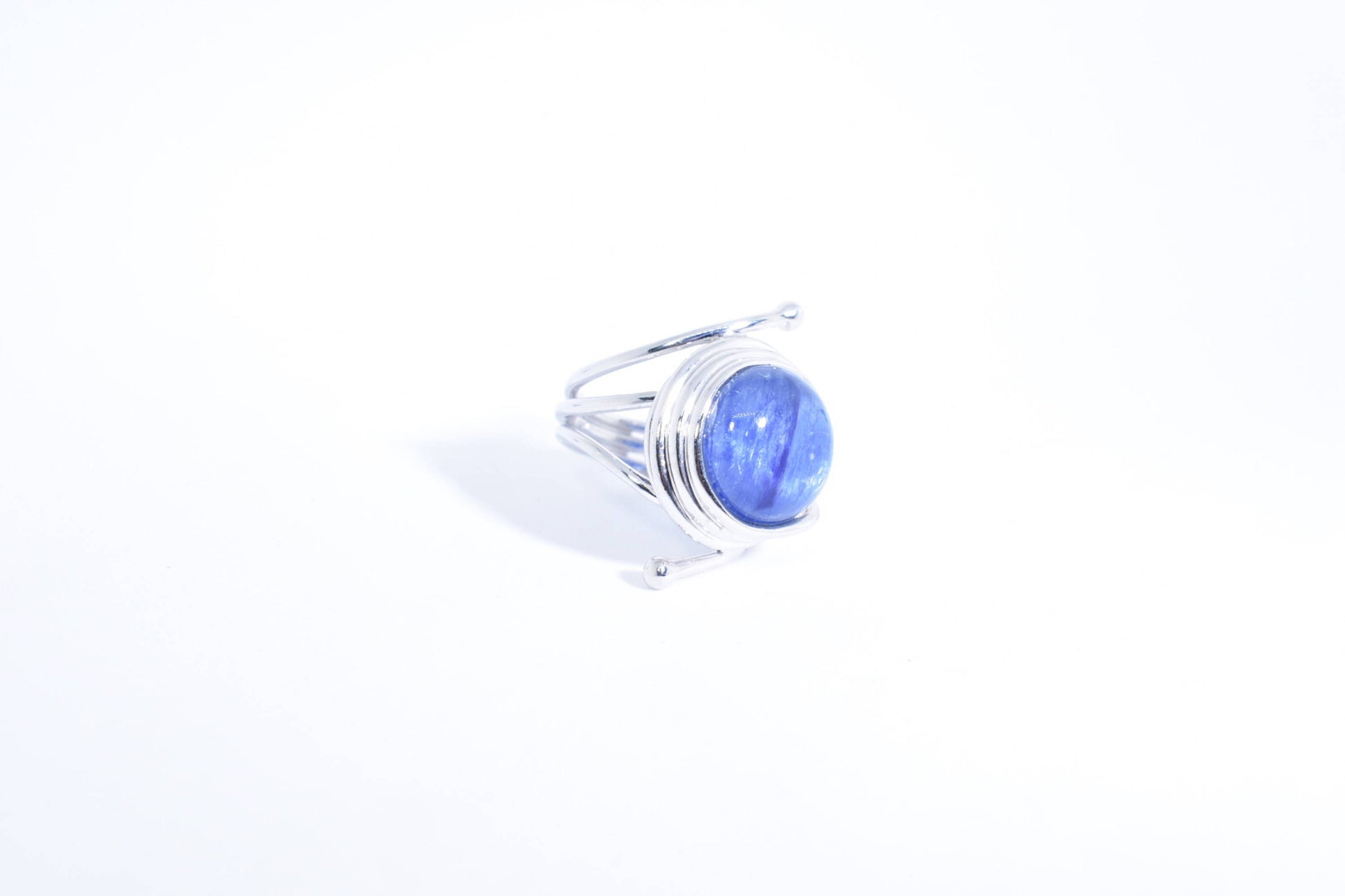 Vintage Genuine Blue Kyanite 925 Sterling Silver Cocktail Statement Ring