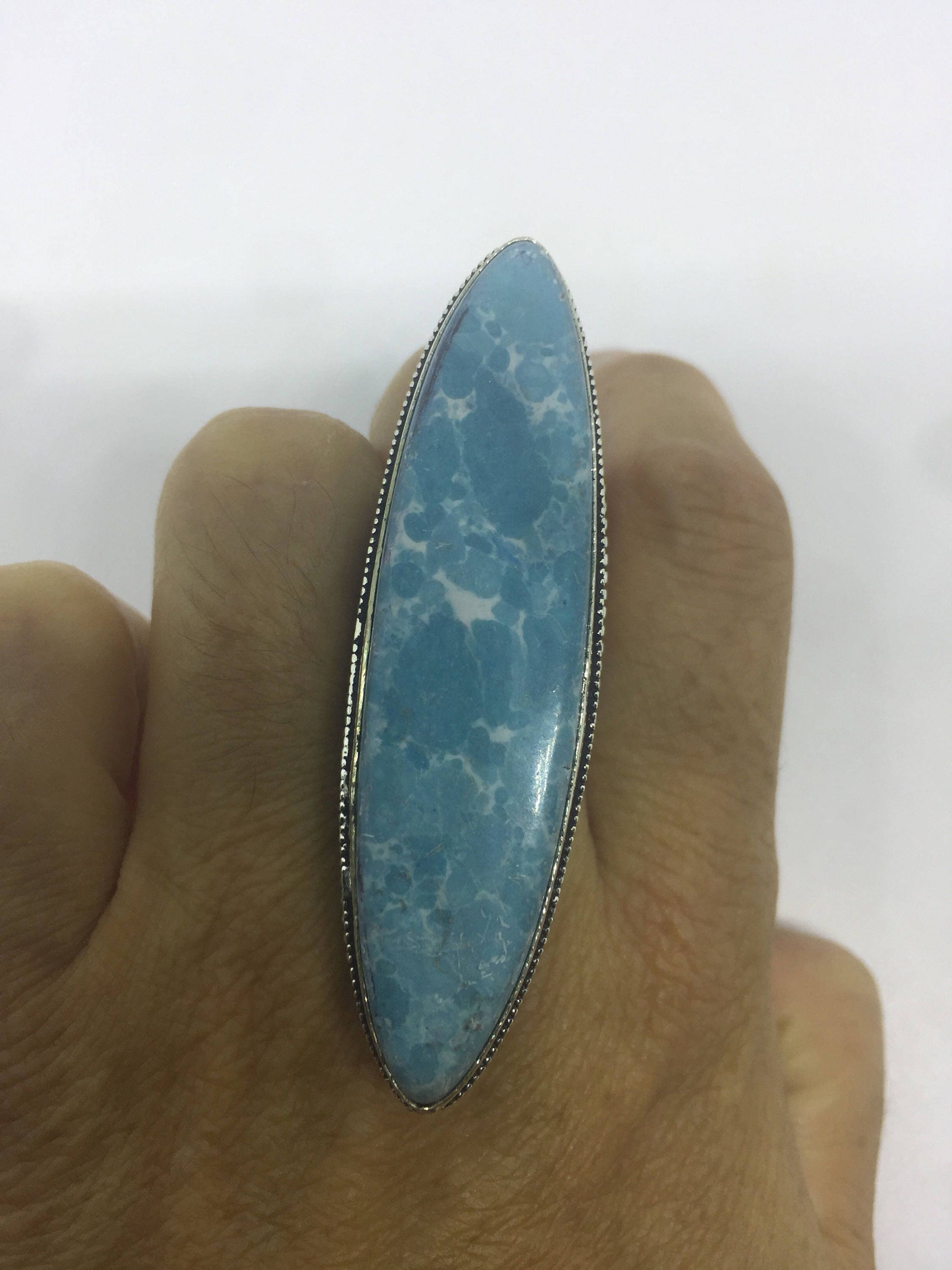 Vintage Blue Genuine Larimar2.5 in Ring