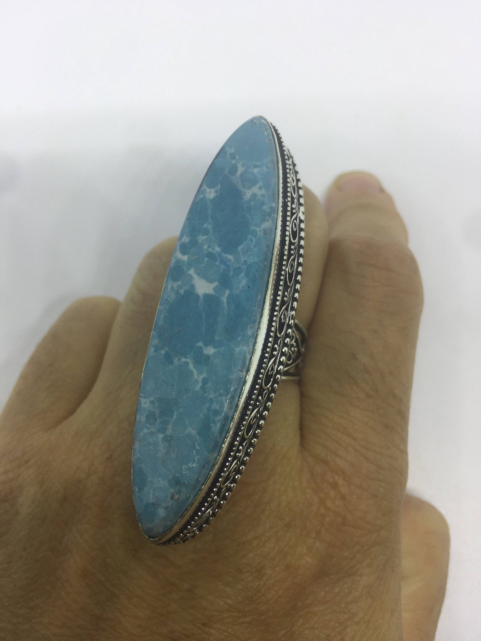 Vintage Blue Genuine Larimar2.5 in Ring