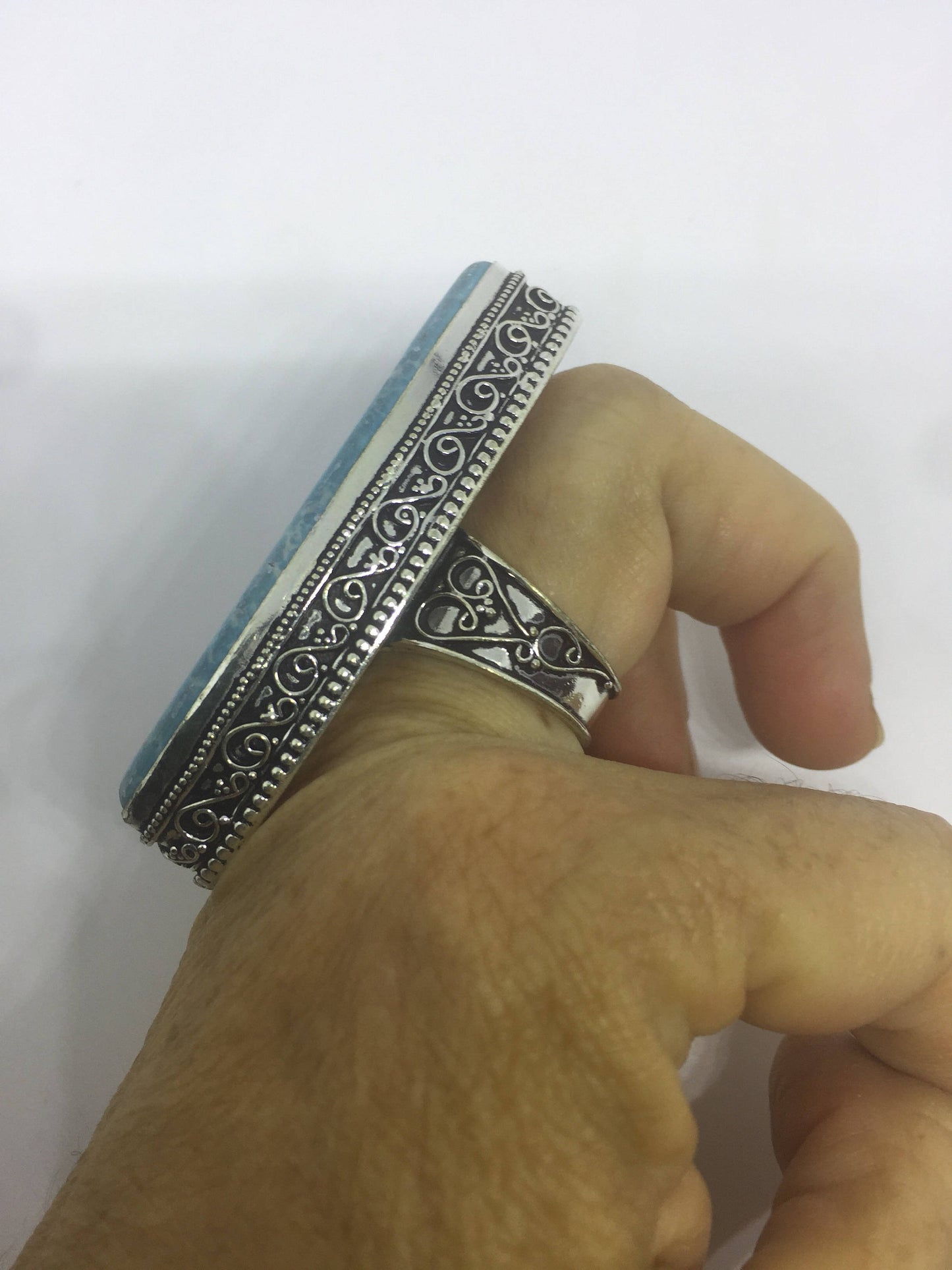 Vintage Blue Genuine Larimar2.5 in Ring