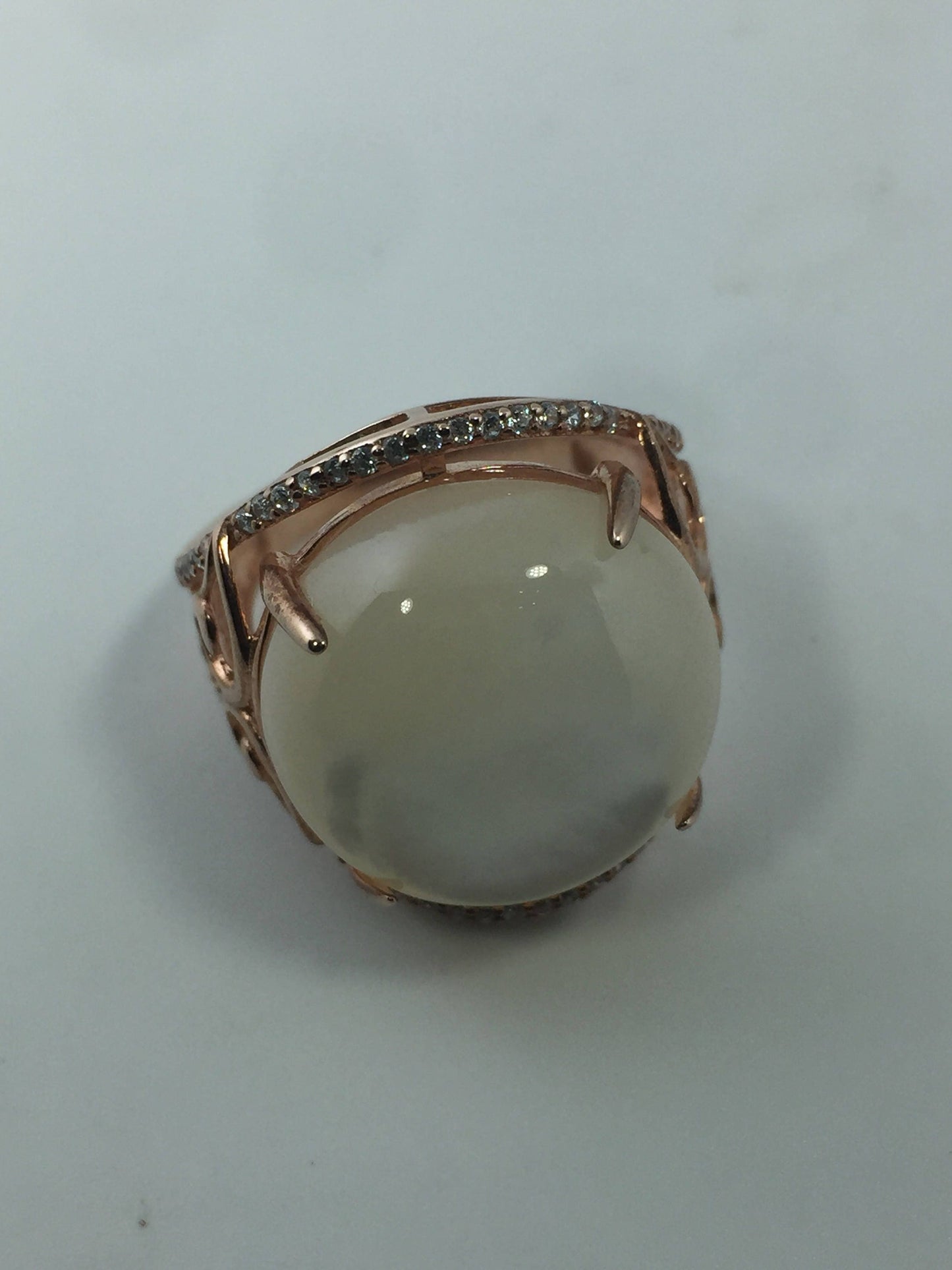 Vintage Genuine Mother of Pearl Rose Gold 925 Sterling Silver Ring