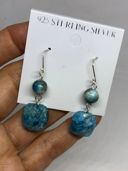 Turquoise Charm Gemstone Sterling Silver Dangle Earrings