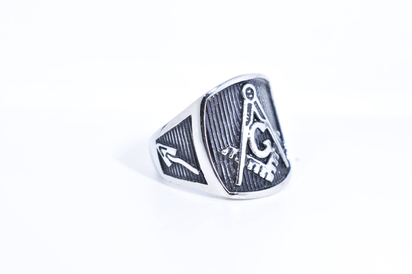 Vintage Gothic Stainless Steel Free Mason G Mens Ring