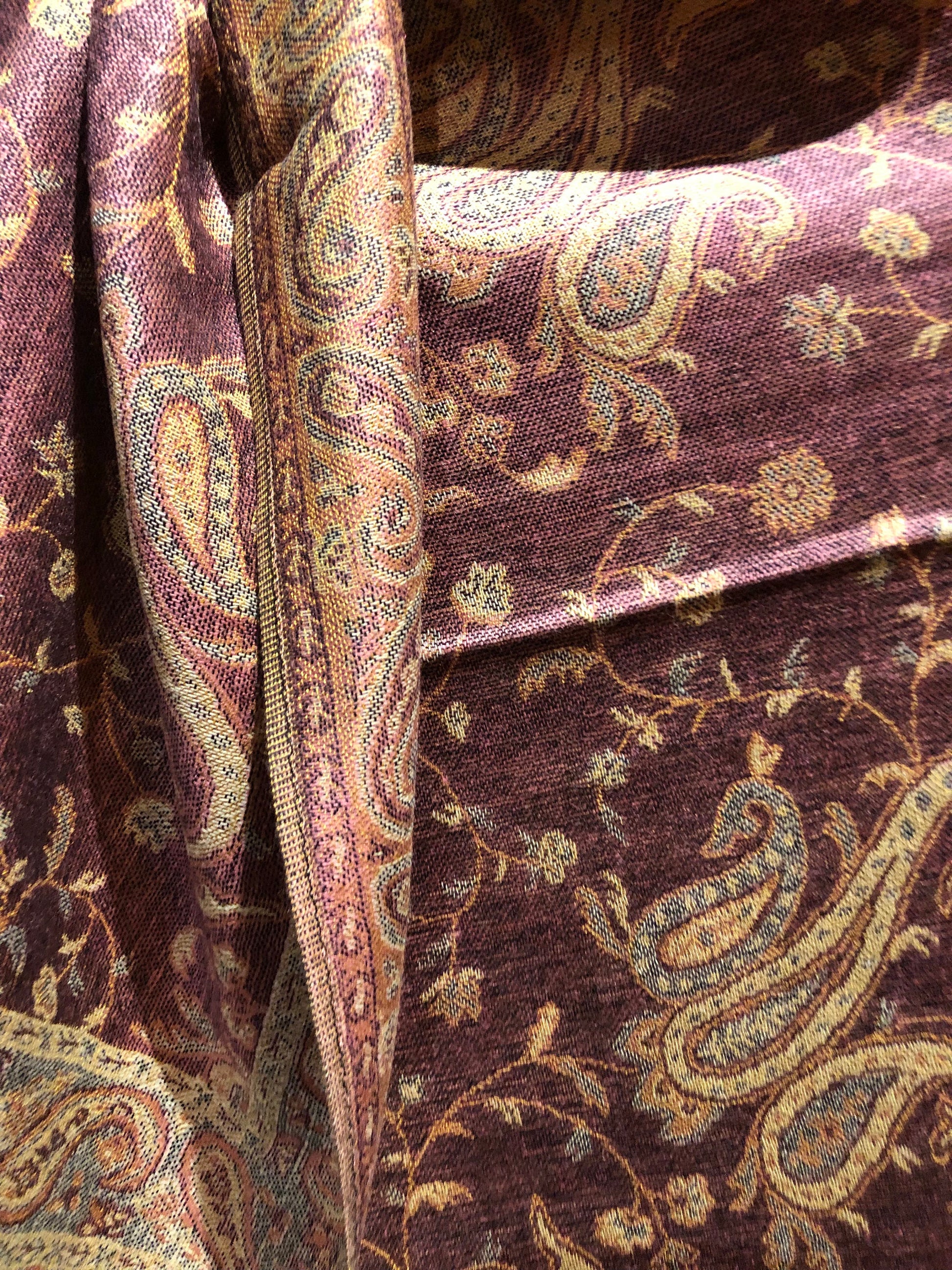 Pink Vintage Paisley Brocade Pashmina Scarf Wrap