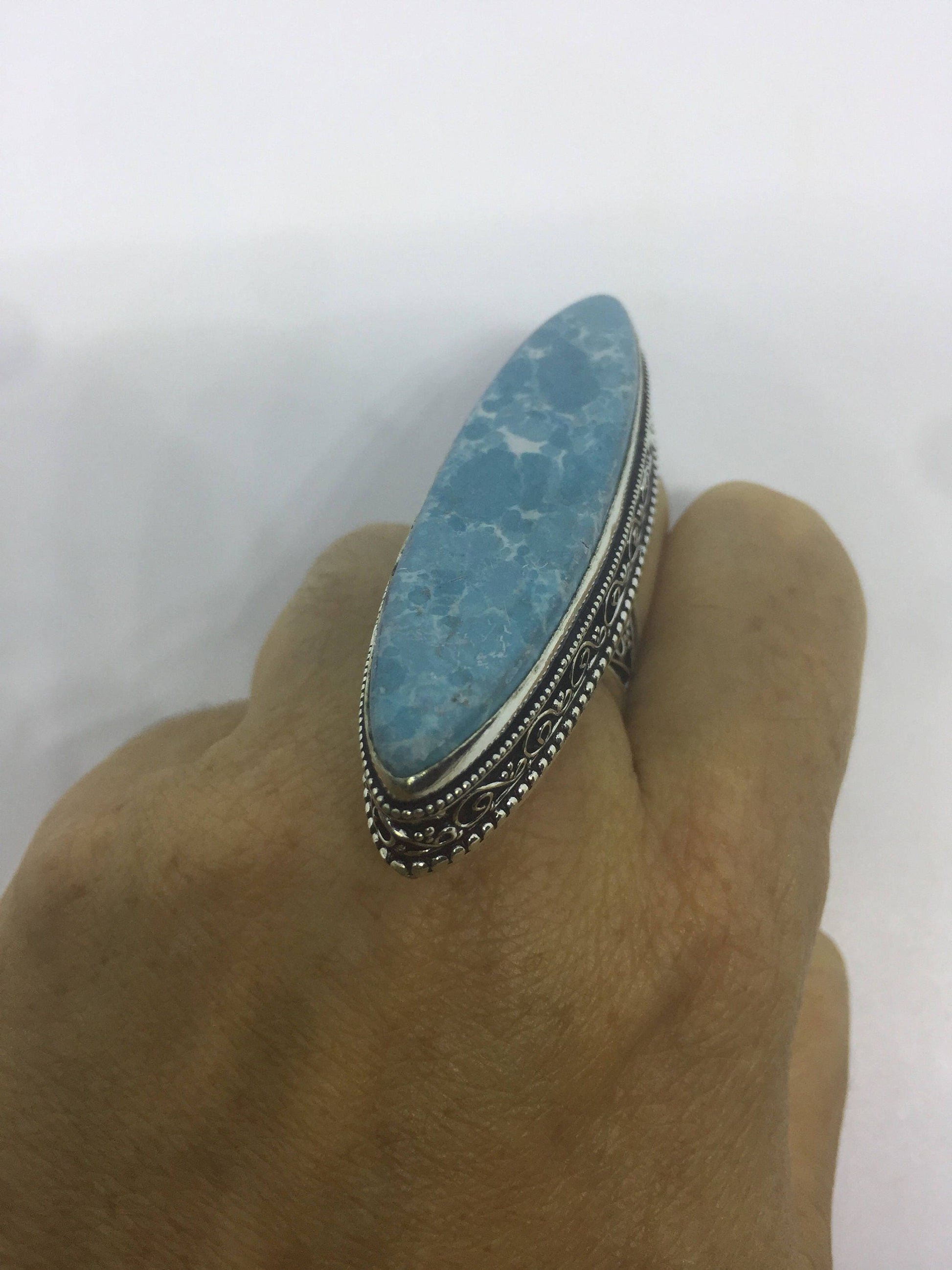 Vintage Blue Genuine Larimar2.5 in Ring