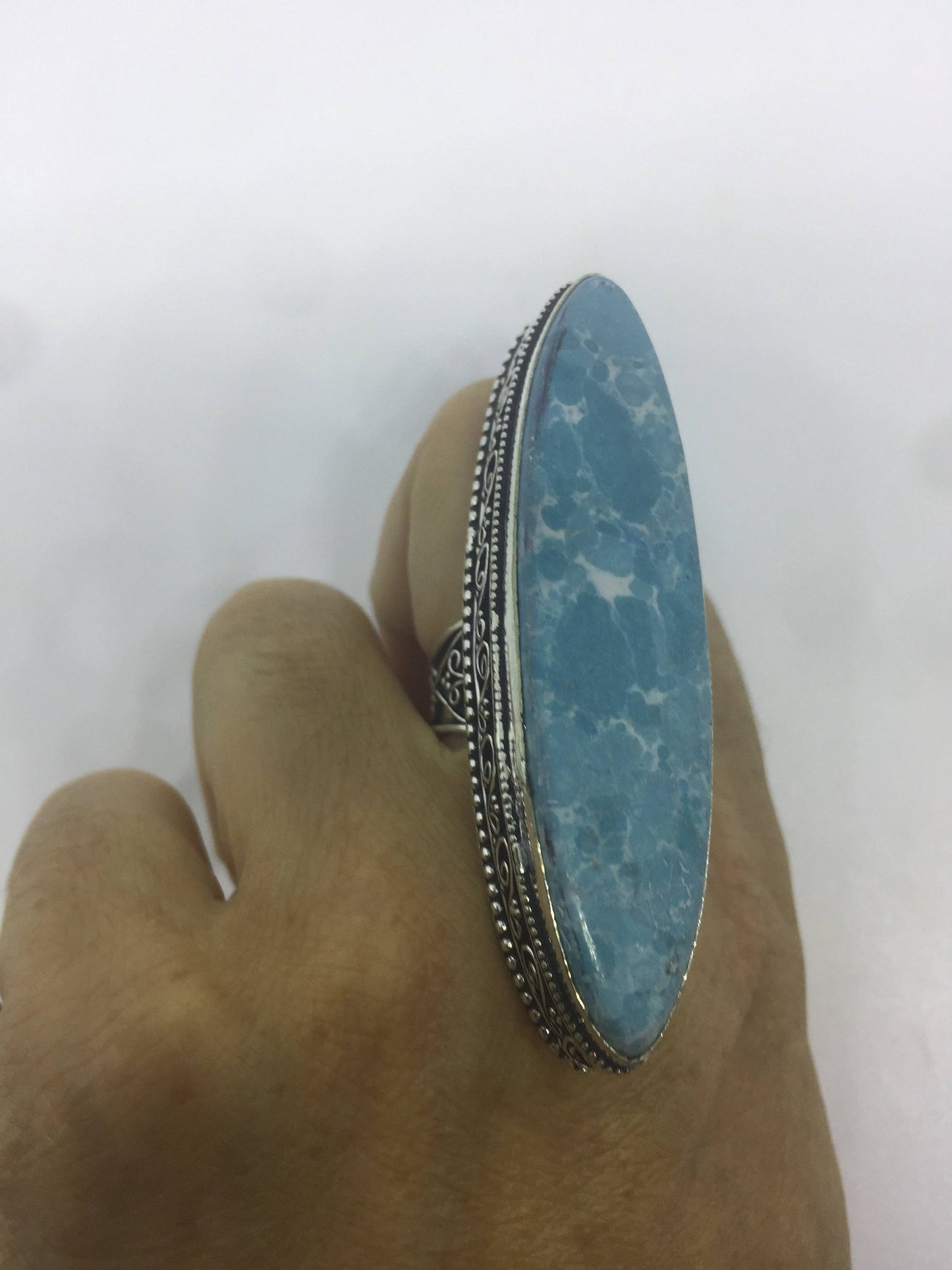 Vintage Blue Genuine Larimar2.5 in Ring