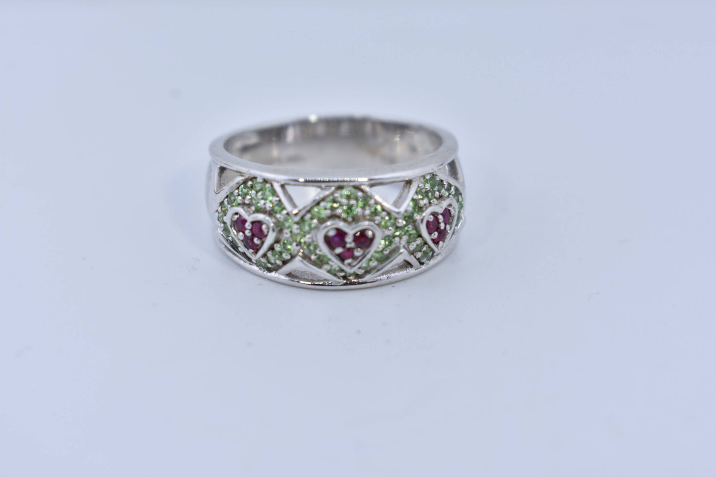 Vintage Handmade Genuine Green Peridot Filigree Setting 925 Sterling Silver Gothic Ring