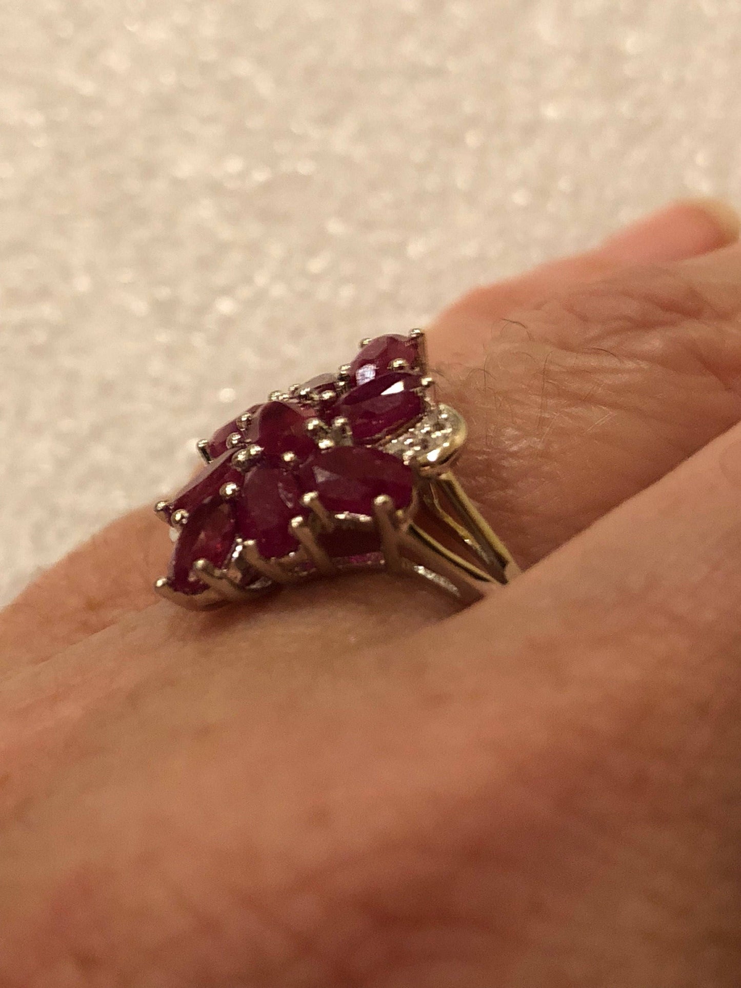 Vintage Handmade Pink Ruby Setting Sterling Silver Gothic Ring