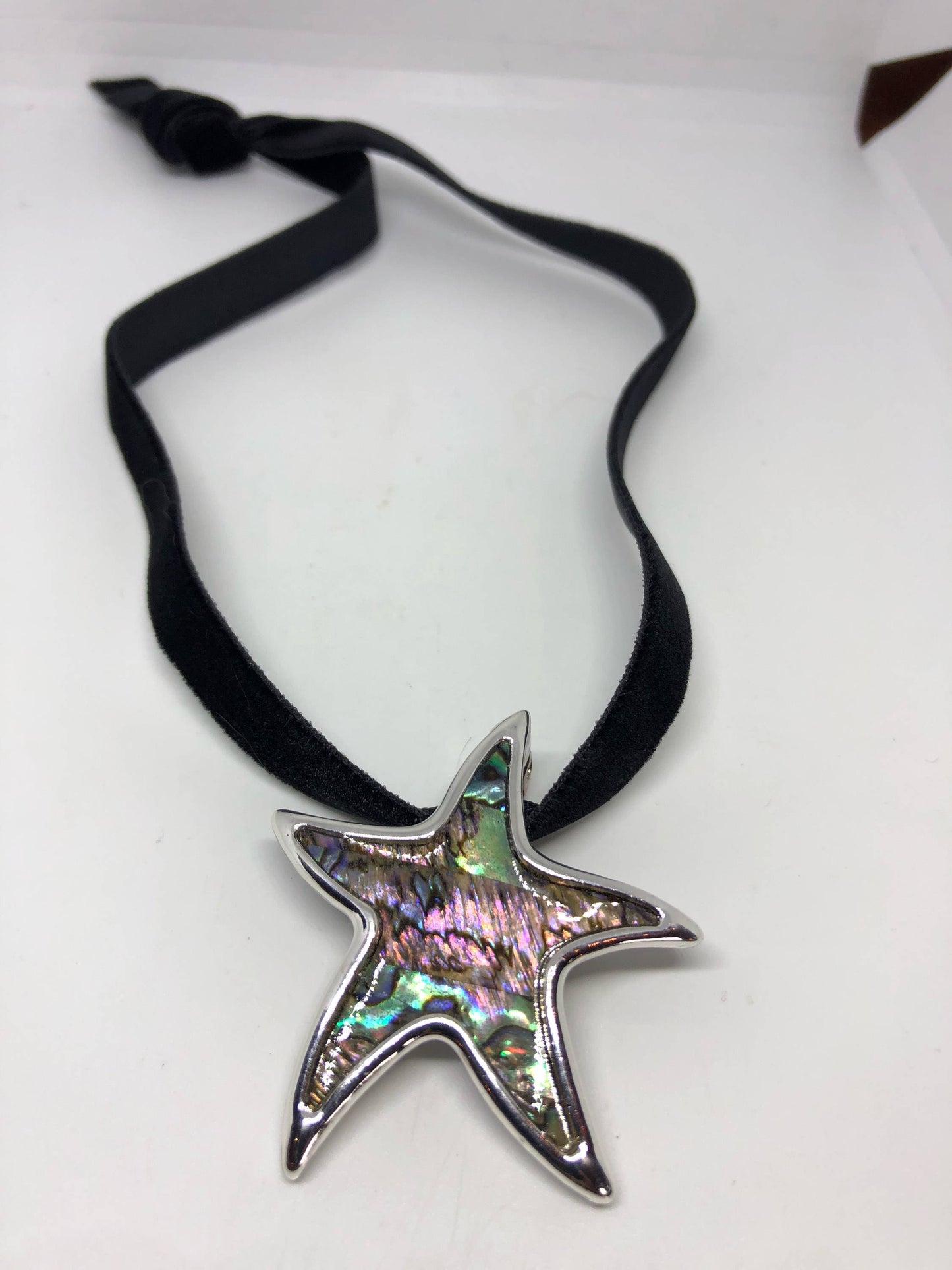 Blue Handmade Gothic Styled Silver Finished Genuine Abalone starfish Choker Necklace