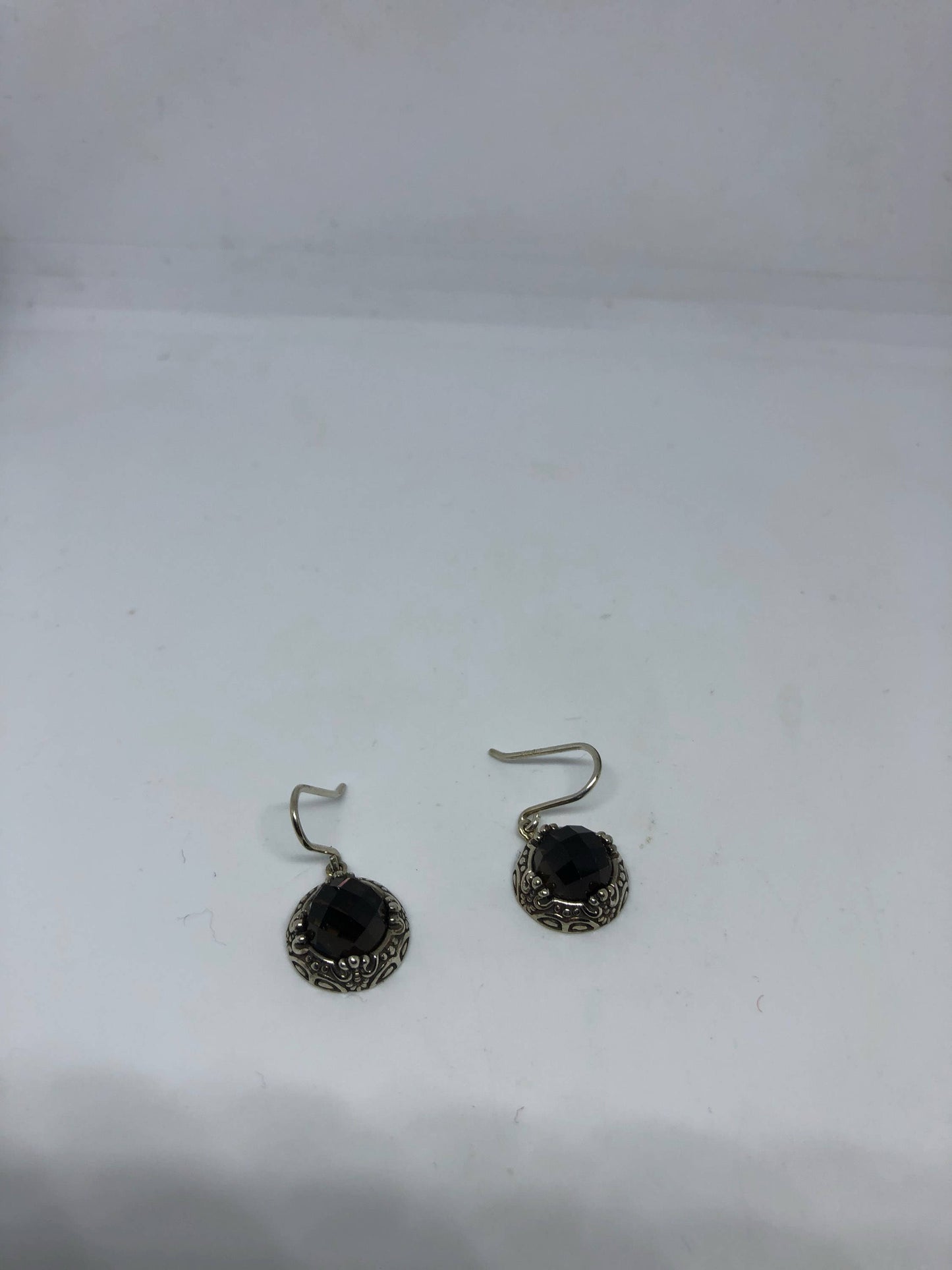 Vintage Brown Smoky Topaz 925 Sterling Silver drop Earrings