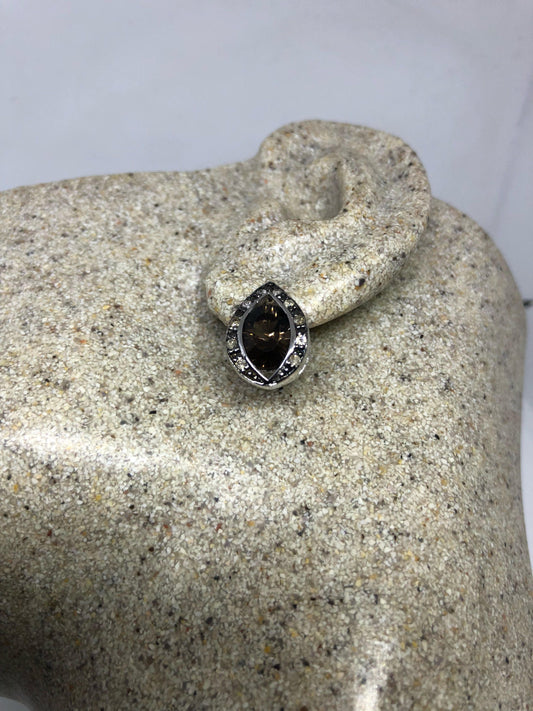 Vintage Brown Smoky Topaz 925 Sterling Silver Stud Earrings