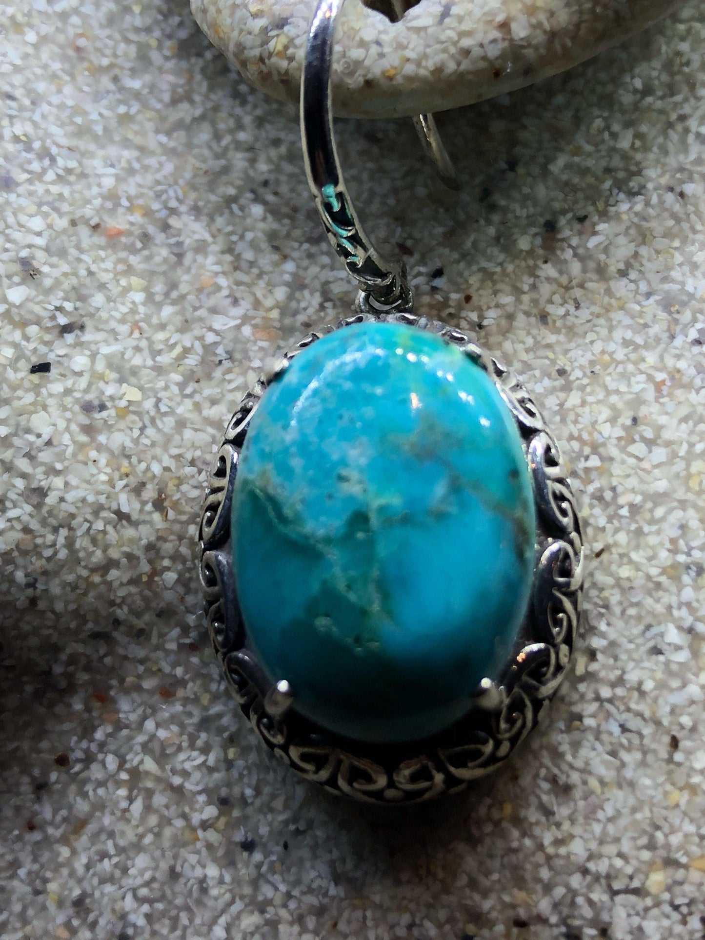 Vintage Handmade Sterling Silver genuine deep blue turquoise earrings