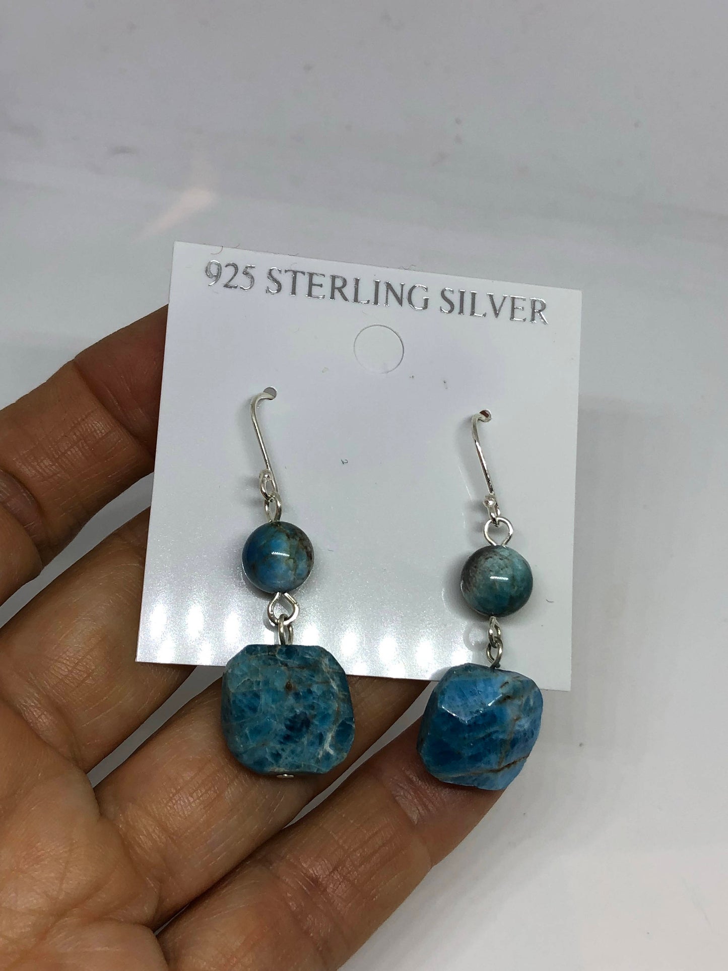 Turquoise Charm Gemstone Sterling Silver Dangle Earrings