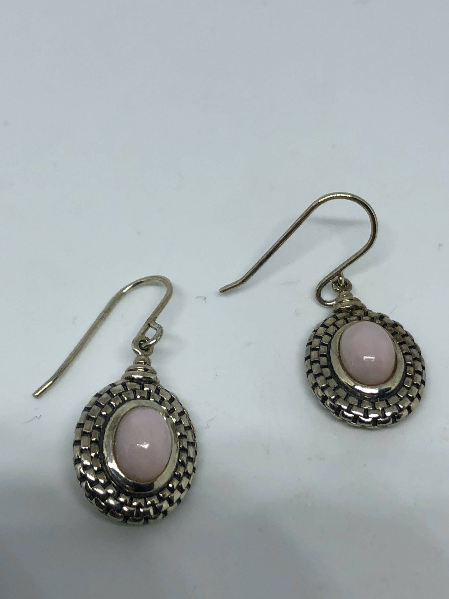 Vintage Handmade 925 Sterling Silver Genuine Pink Earrings