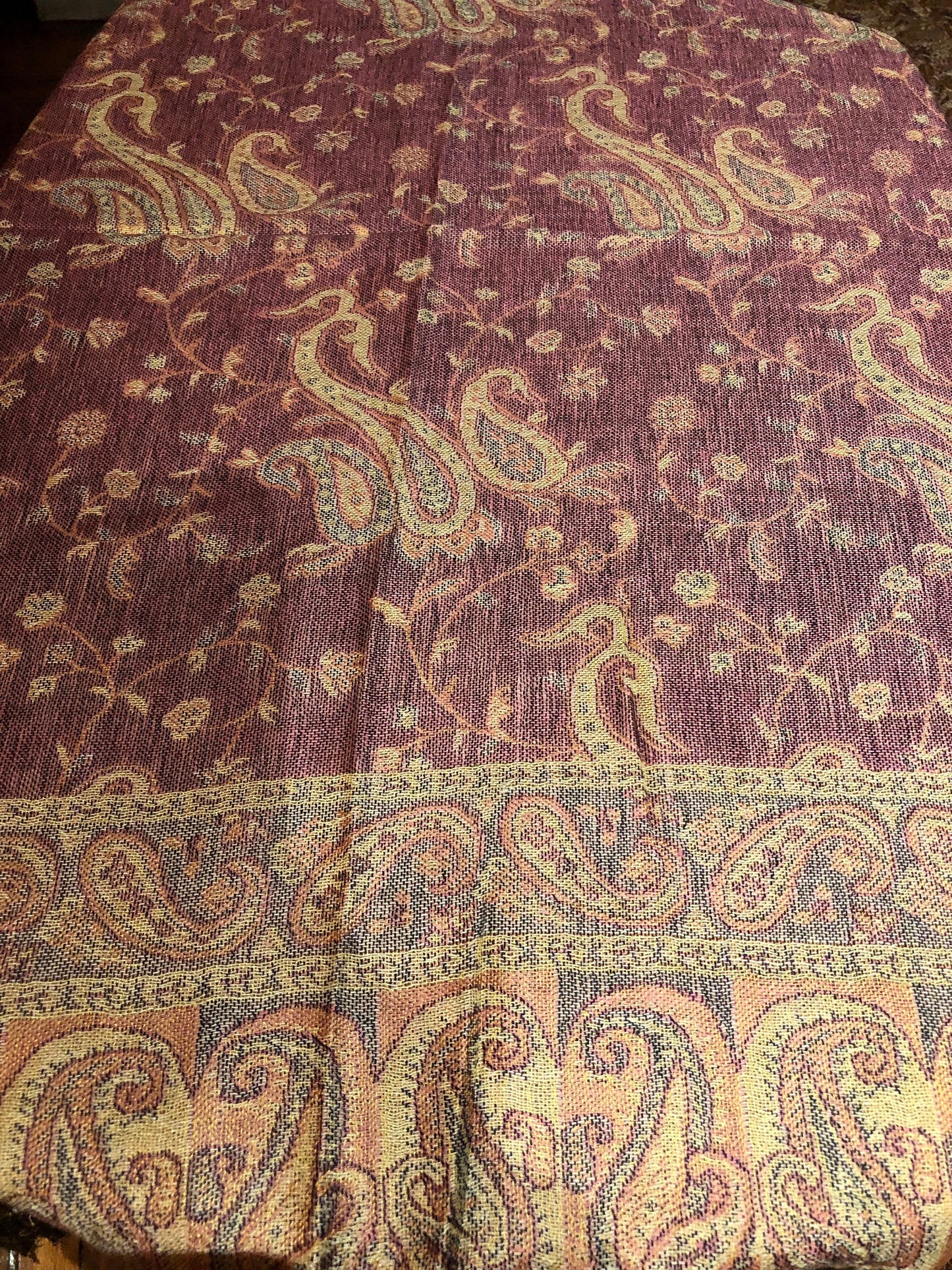 Pink Vintage Paisley Brocade Pashmina Scarf Wrap