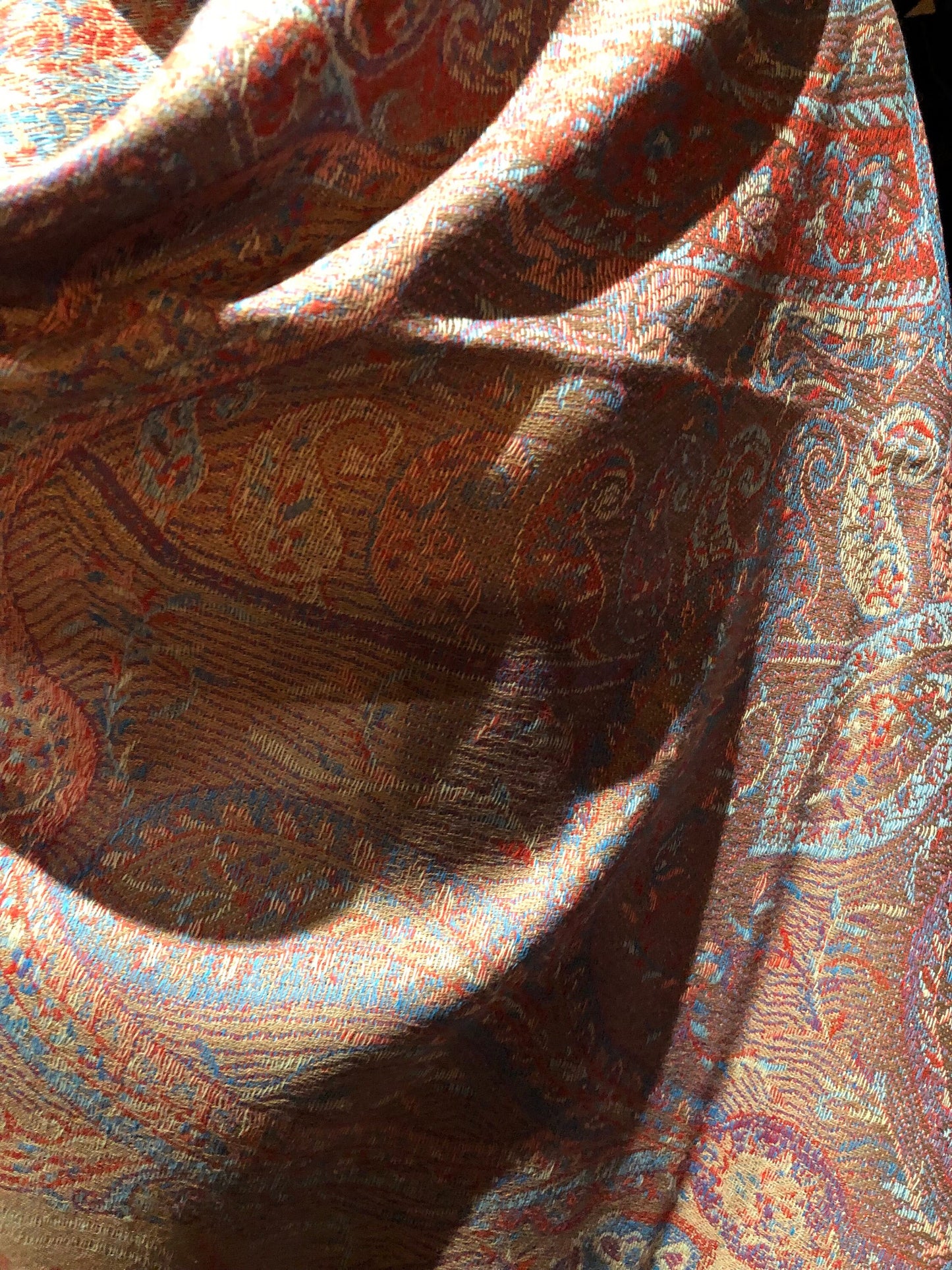 Vintage Blush Pink Paisley Brocade Pashmina Scarf Wrap Shawl