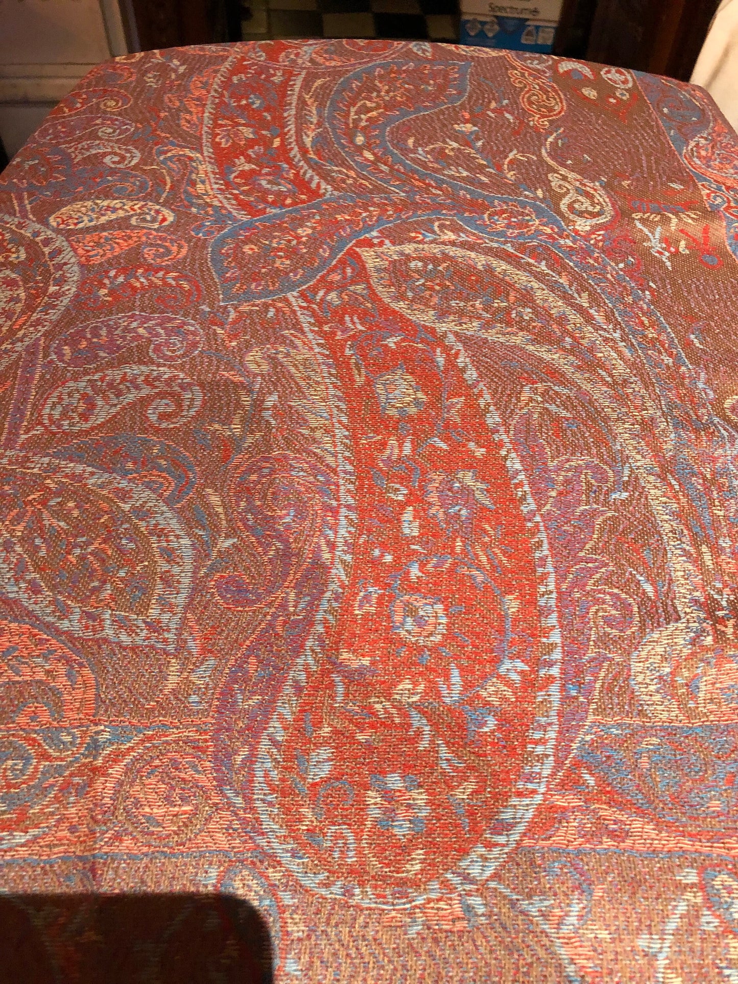 Vintage Blush Pink Paisley Brocade Pashmina Scarf Wrap Shawl