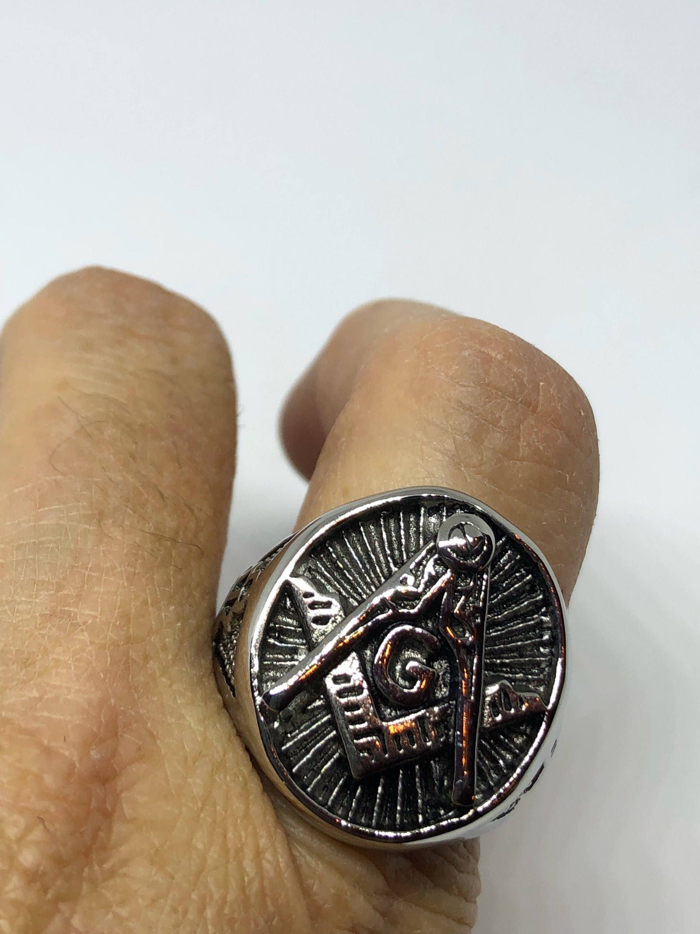 Vintage Free Mason G Mens Ring Stainless Steel