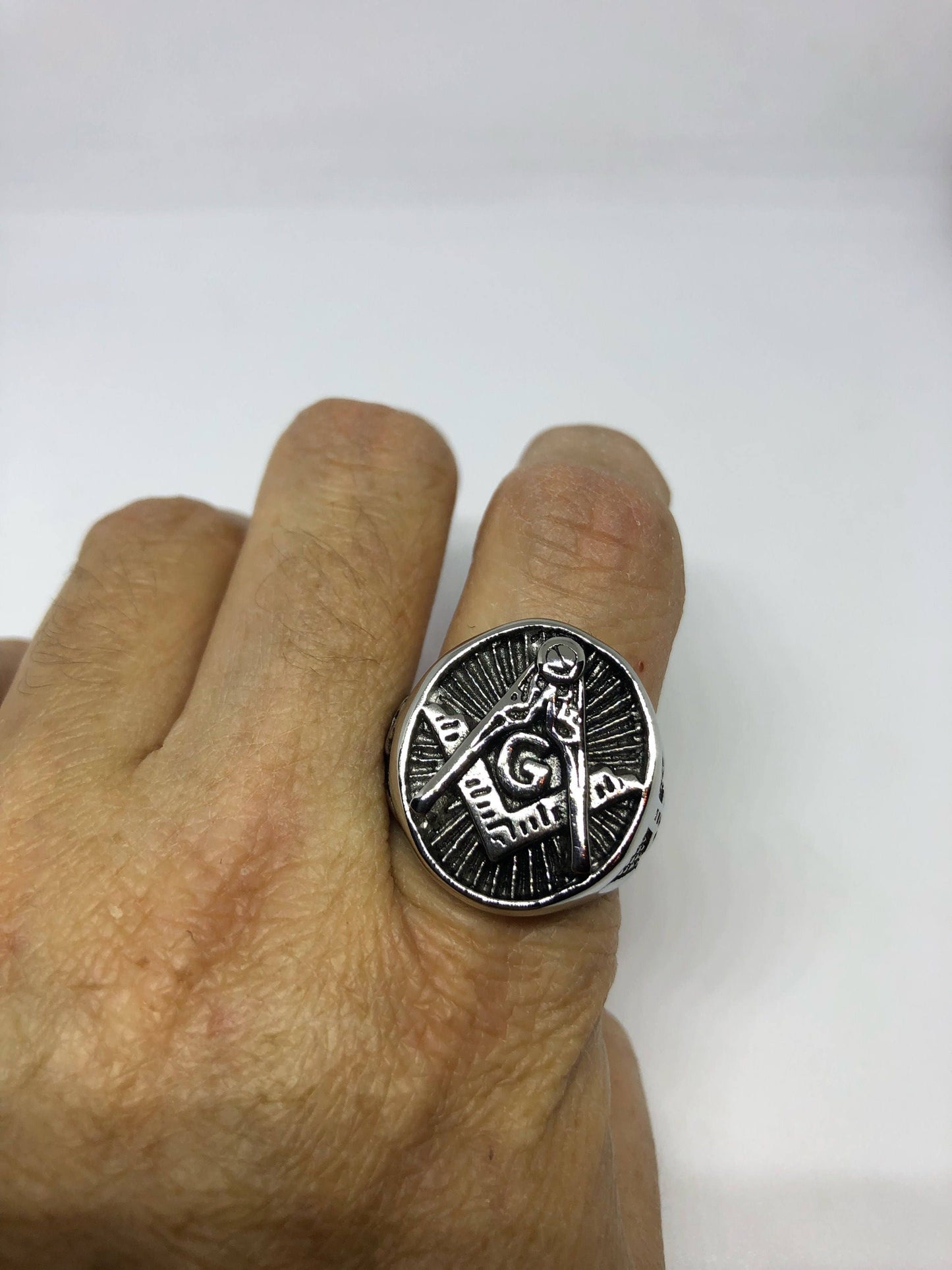 Vintage Free Mason G Mens Ring Stainless Steel