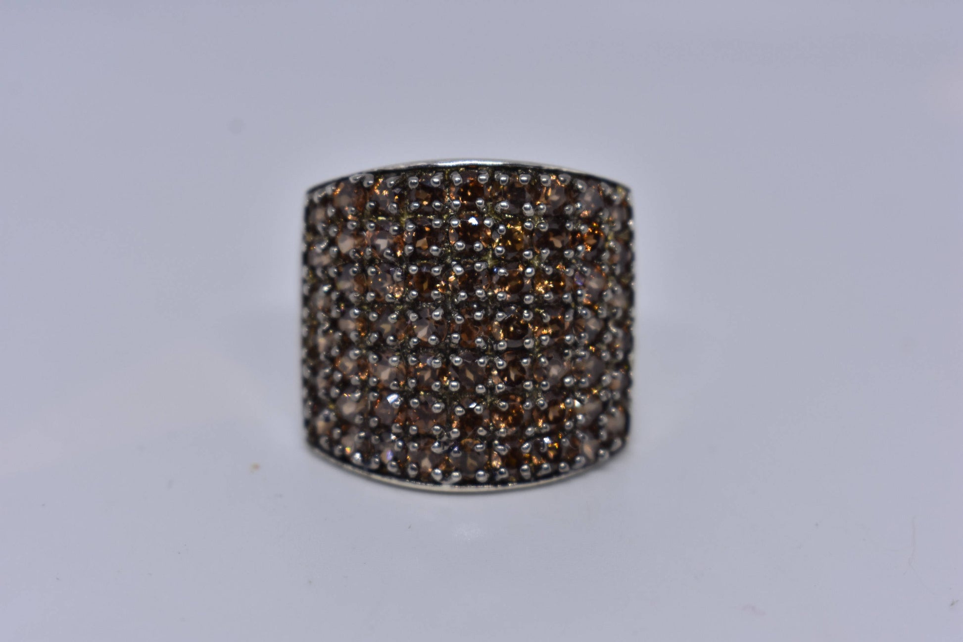 Vintage Bohemian Brown Garnet 925 Sterling Silver Ring