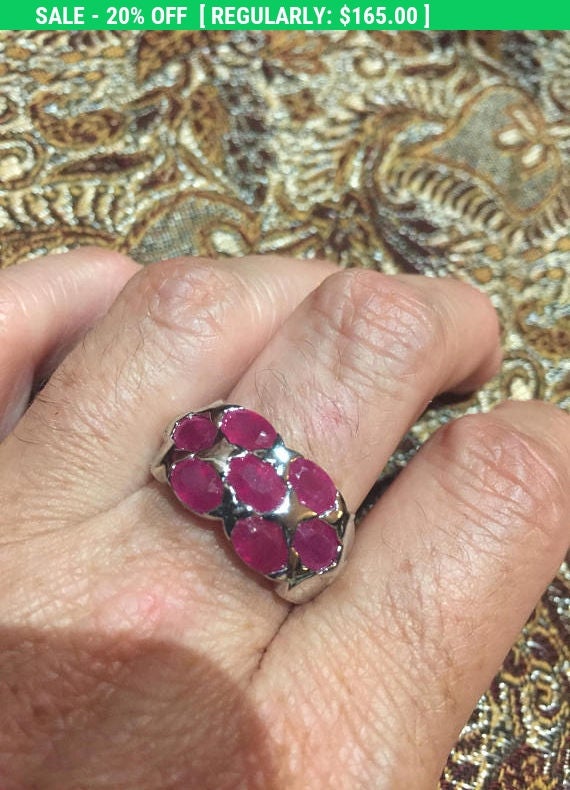 Vintage Handmade Pink Ruby Setting Sterling Silver Gothic Ring