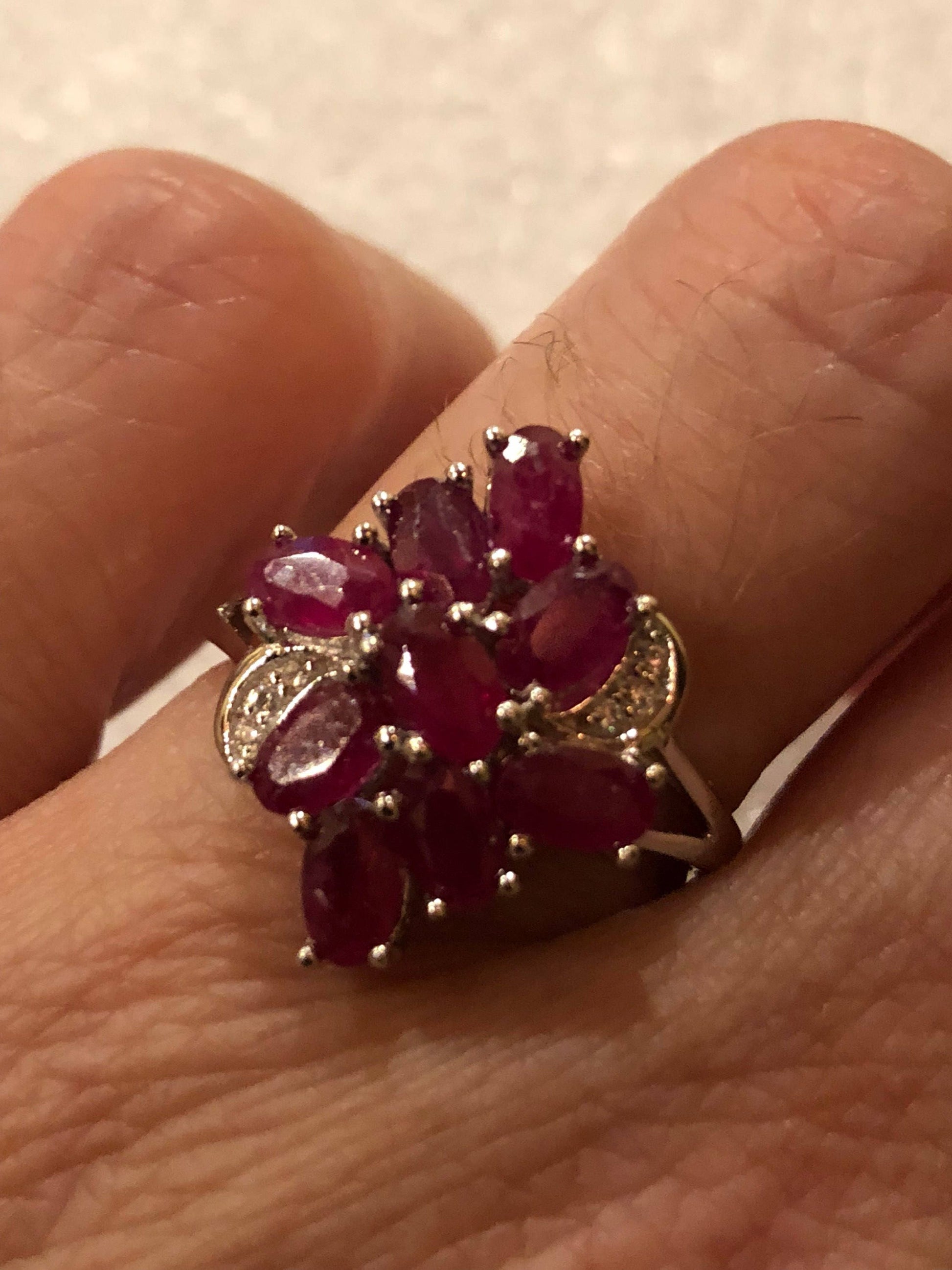 Vintage Handmade Pink Ruby Setting Sterling Silver Gothic Ring