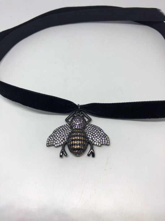 Handmade Gothic Styled Silver Finished Genuine Austrin Crystal insect bug Choker Necklace