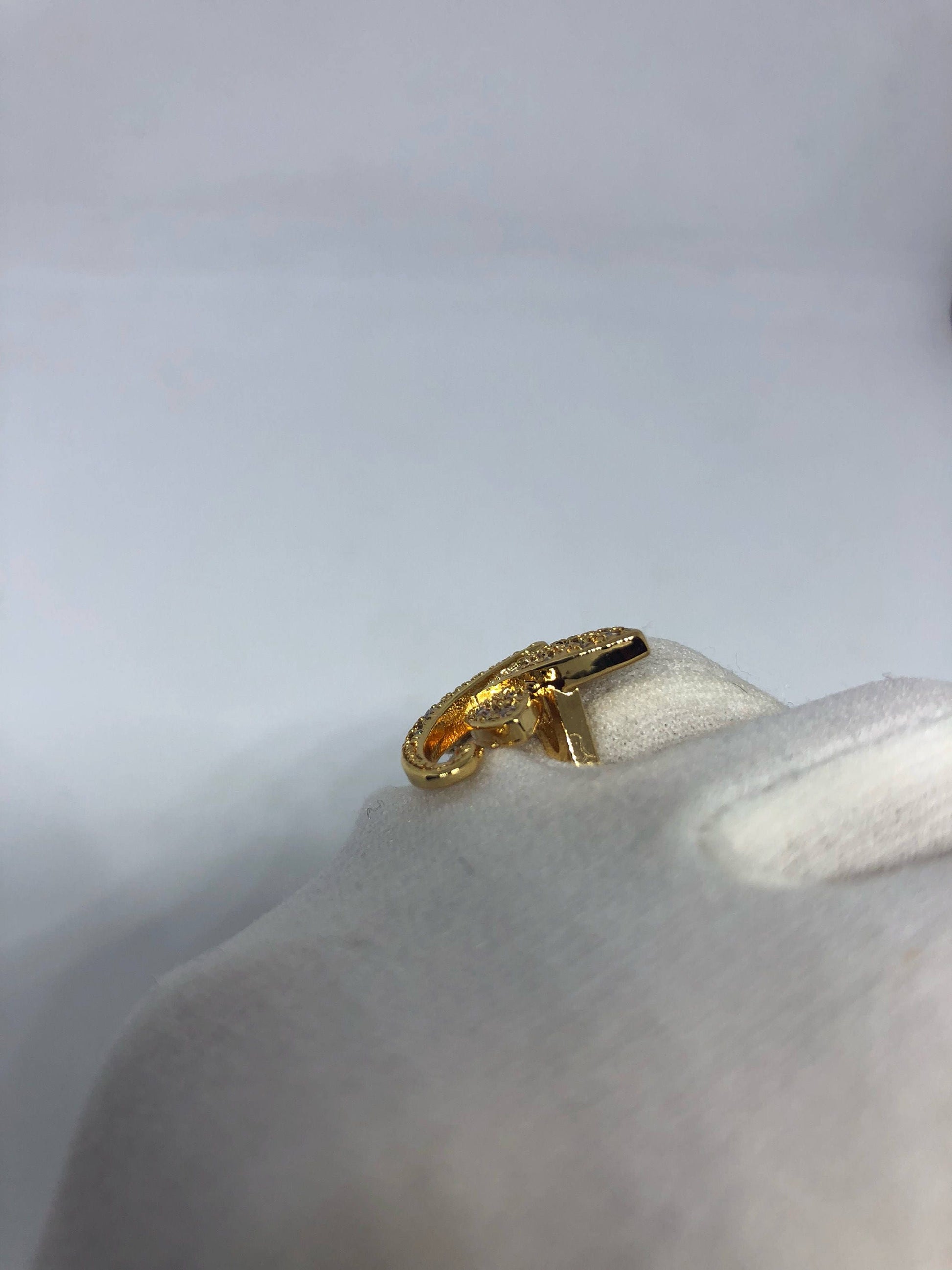 Vintage Clear Crystal Drogonfly Gold Filled Rose Gold Gothic Ring