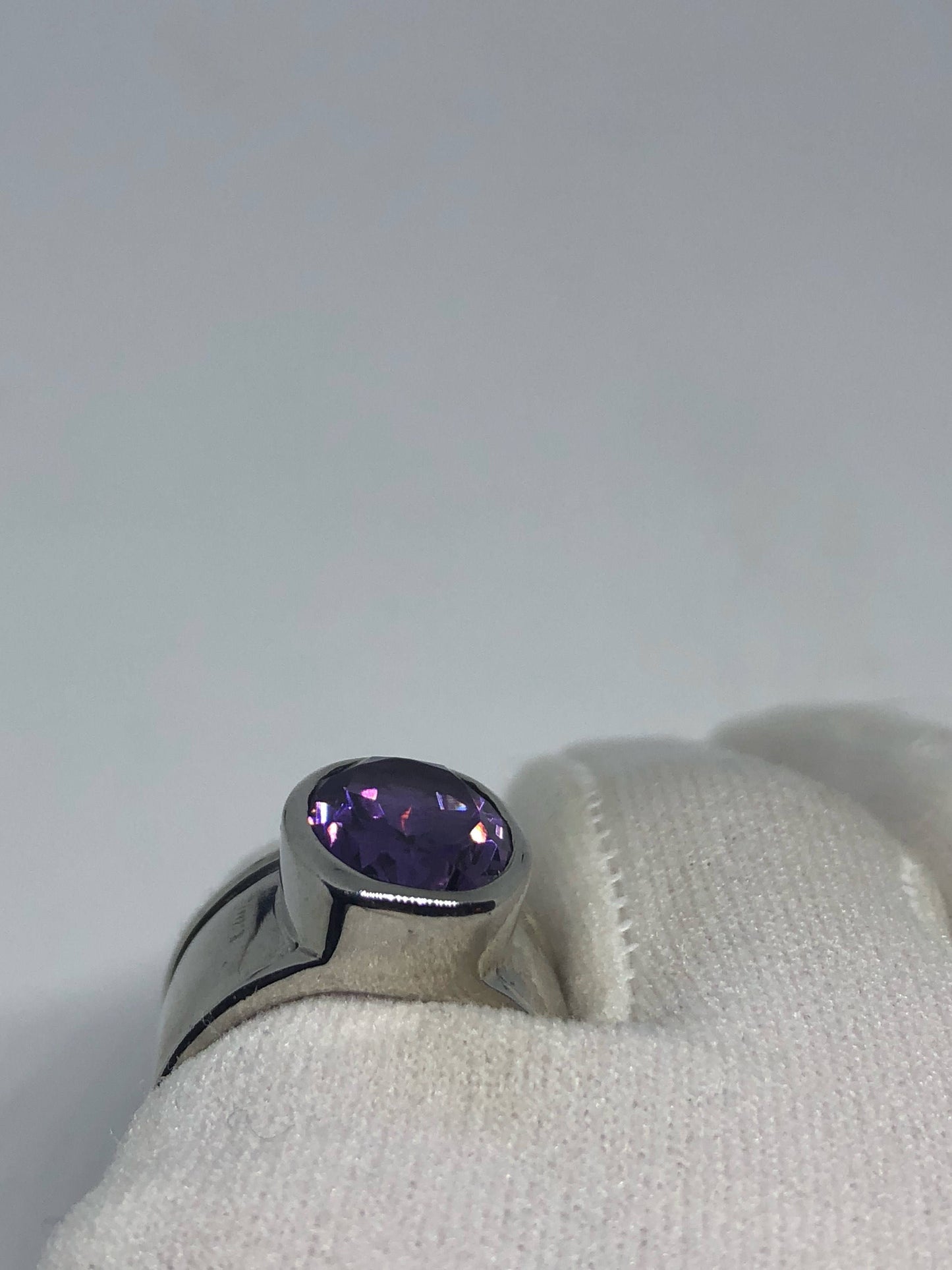 Vintage Handmade Genuine Purple Amethyst Filigree Setting 925 Sterling Silver Gothic Ring