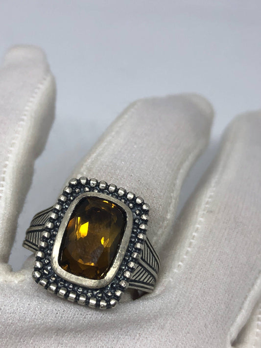 Vintage Smoky Topaz Ring 925 Sterling Silver
