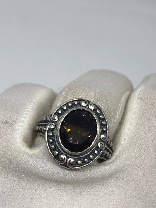 Vintage Smoky Topaz Ring 925 Sterling Silver