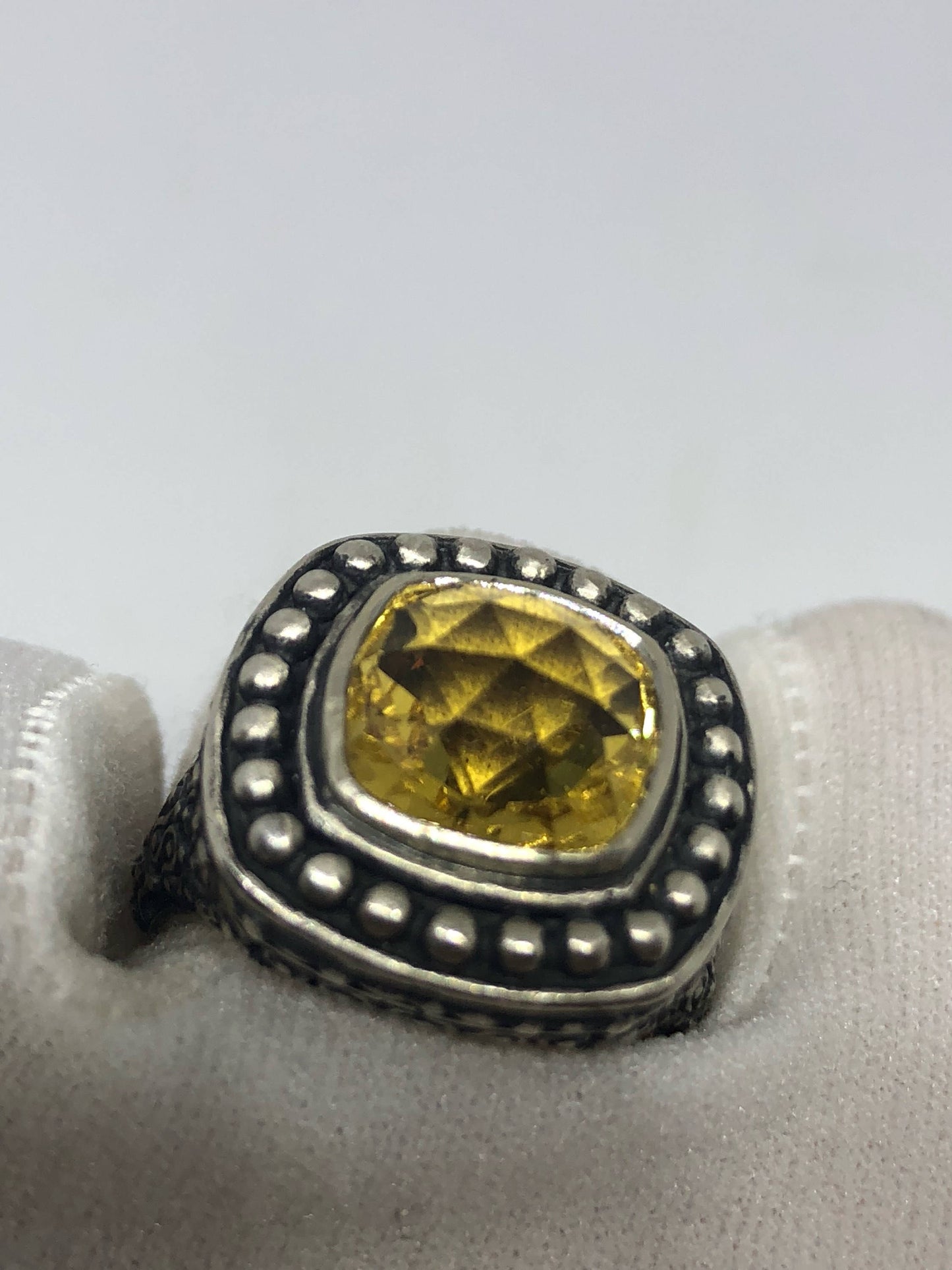 Vintage Citrine 925 Sterling Silver Cocktail Ring