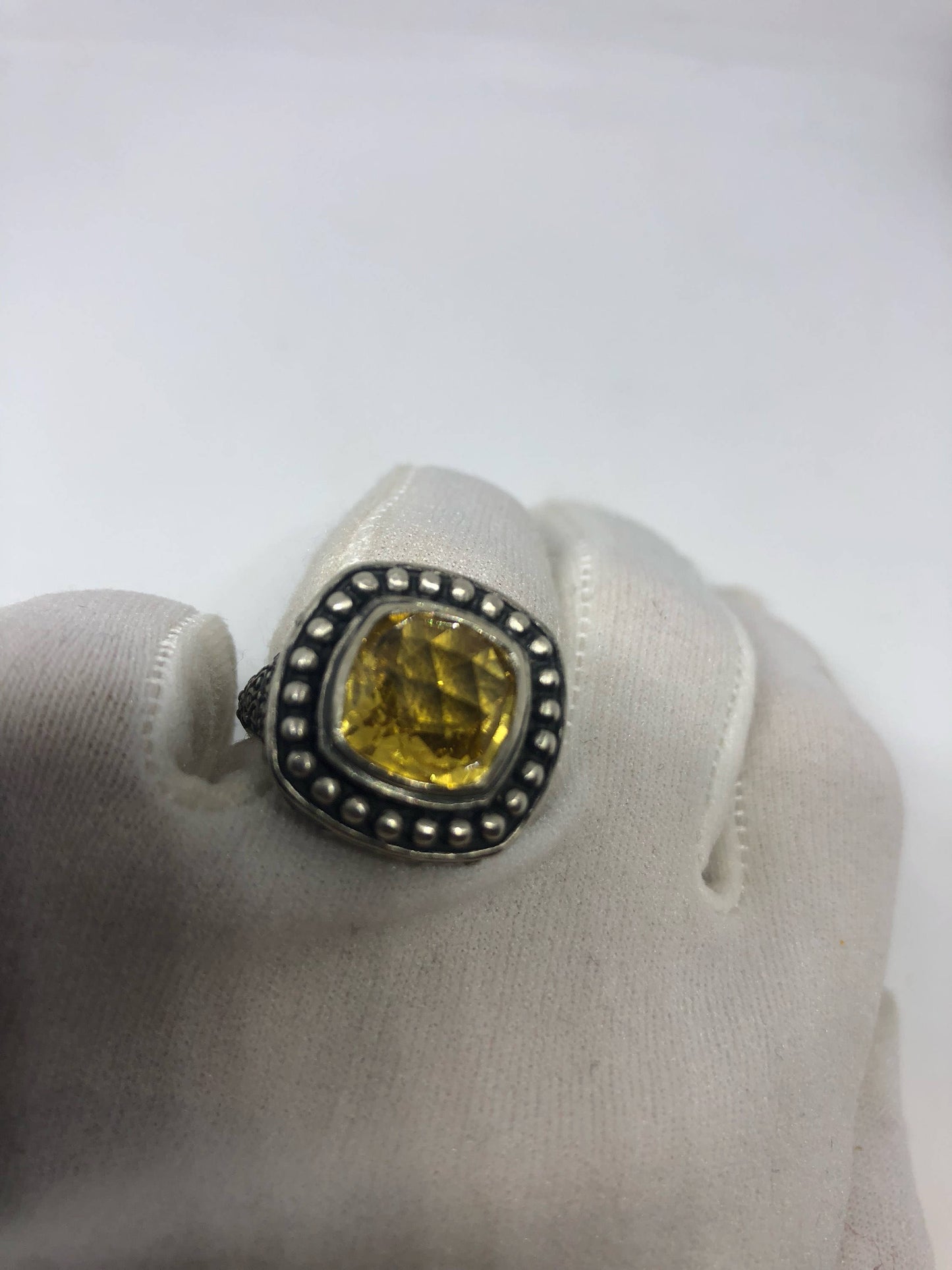 Vintage Citrine 925 Sterling Silver Cocktail Ring