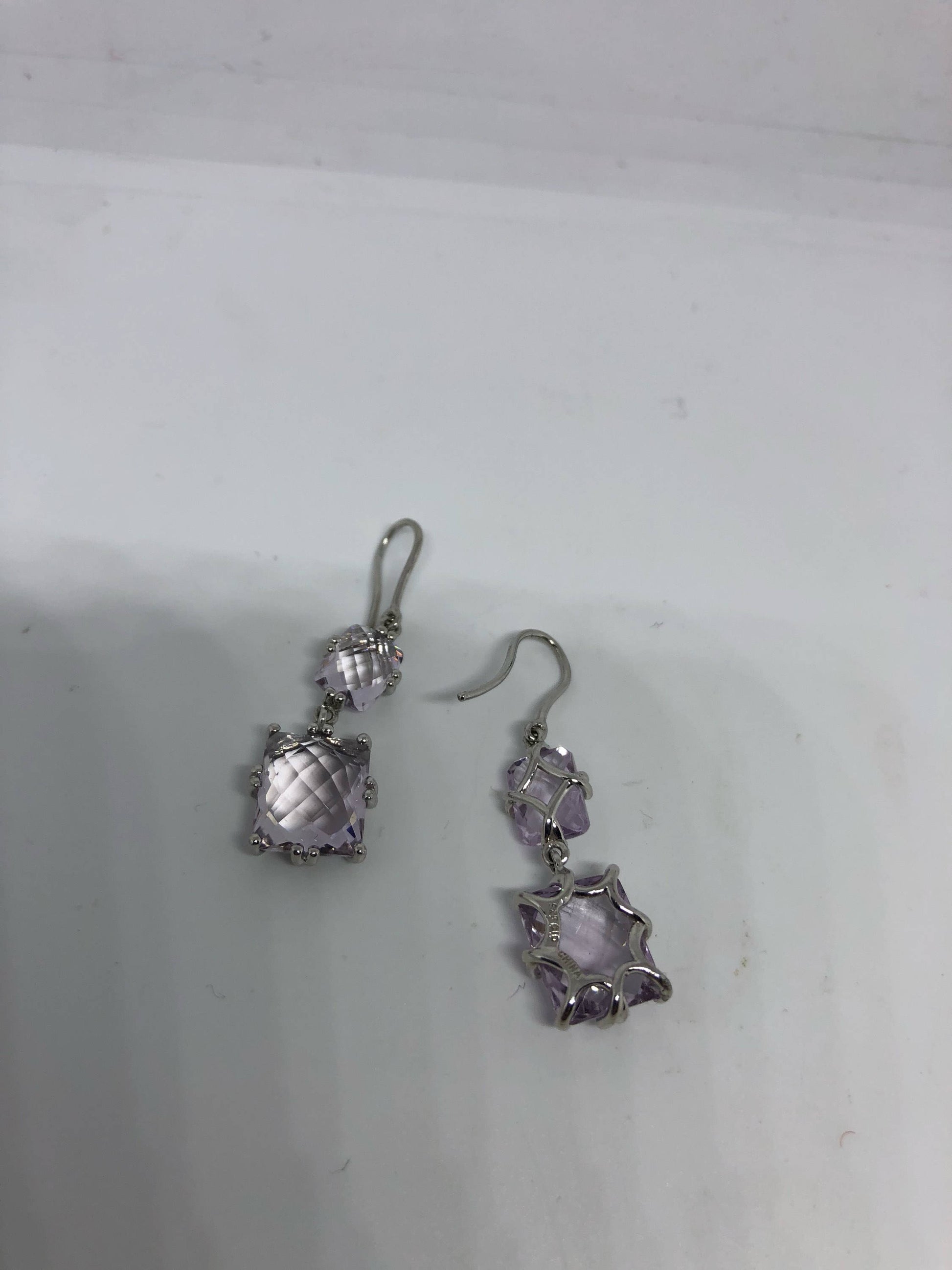 Vintage Purple Amethyst Earrings 925 Sterling Silver Chandelier Dangles