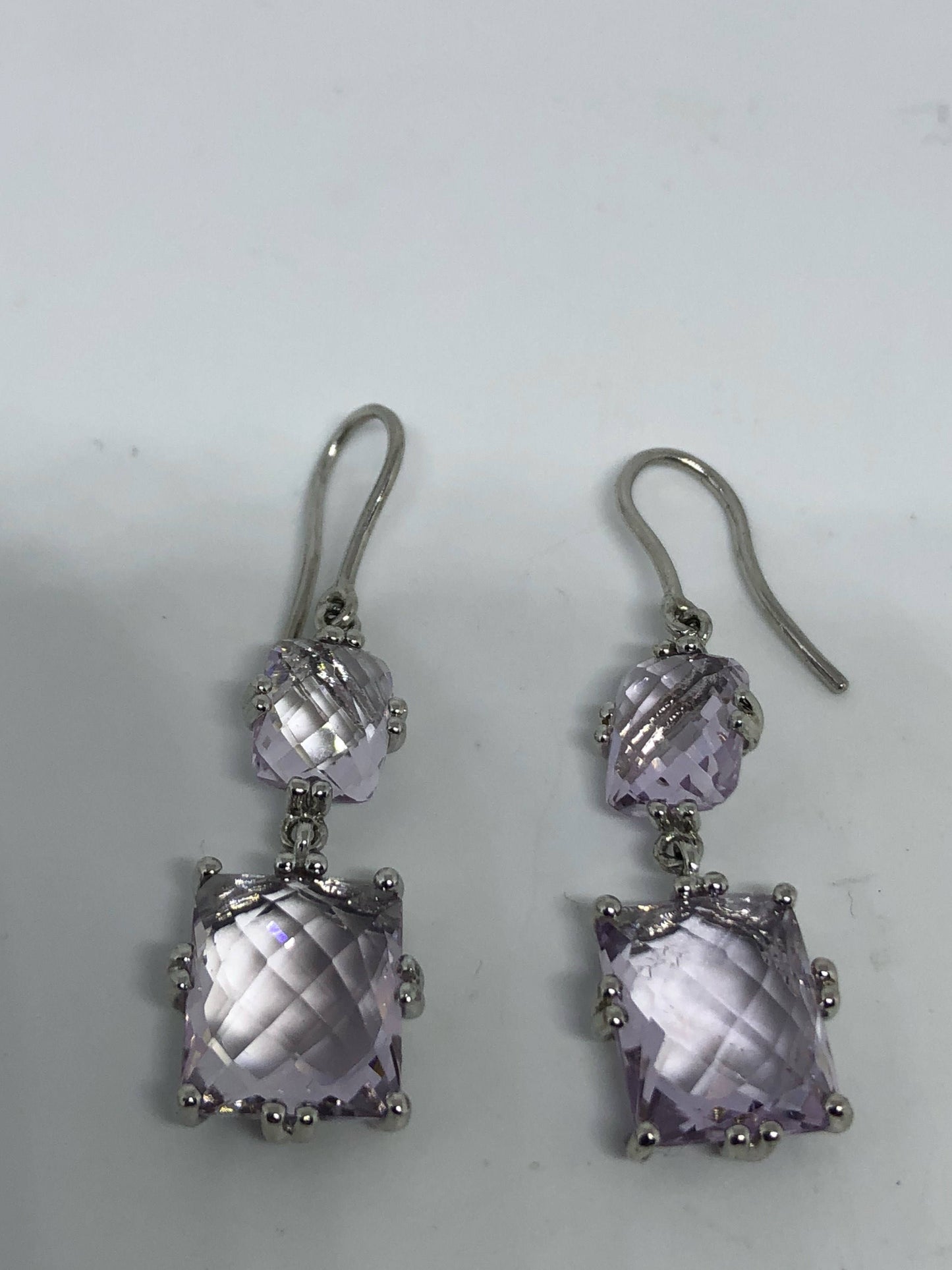 Vintage Purple Amethyst Earrings 925 Sterling Silver Chandelier Dangles